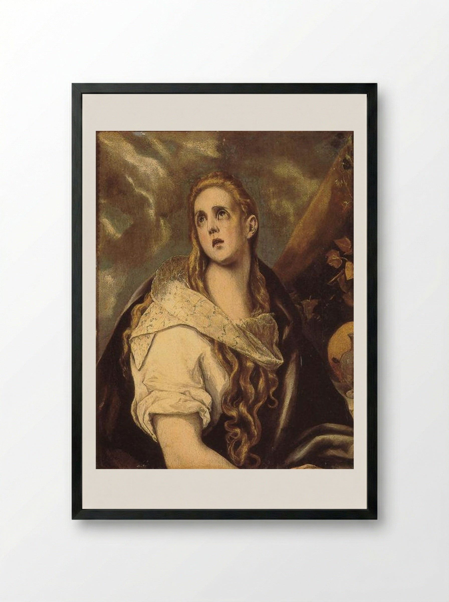 The Penitent Magdalene - El Greco - Framed Print Black