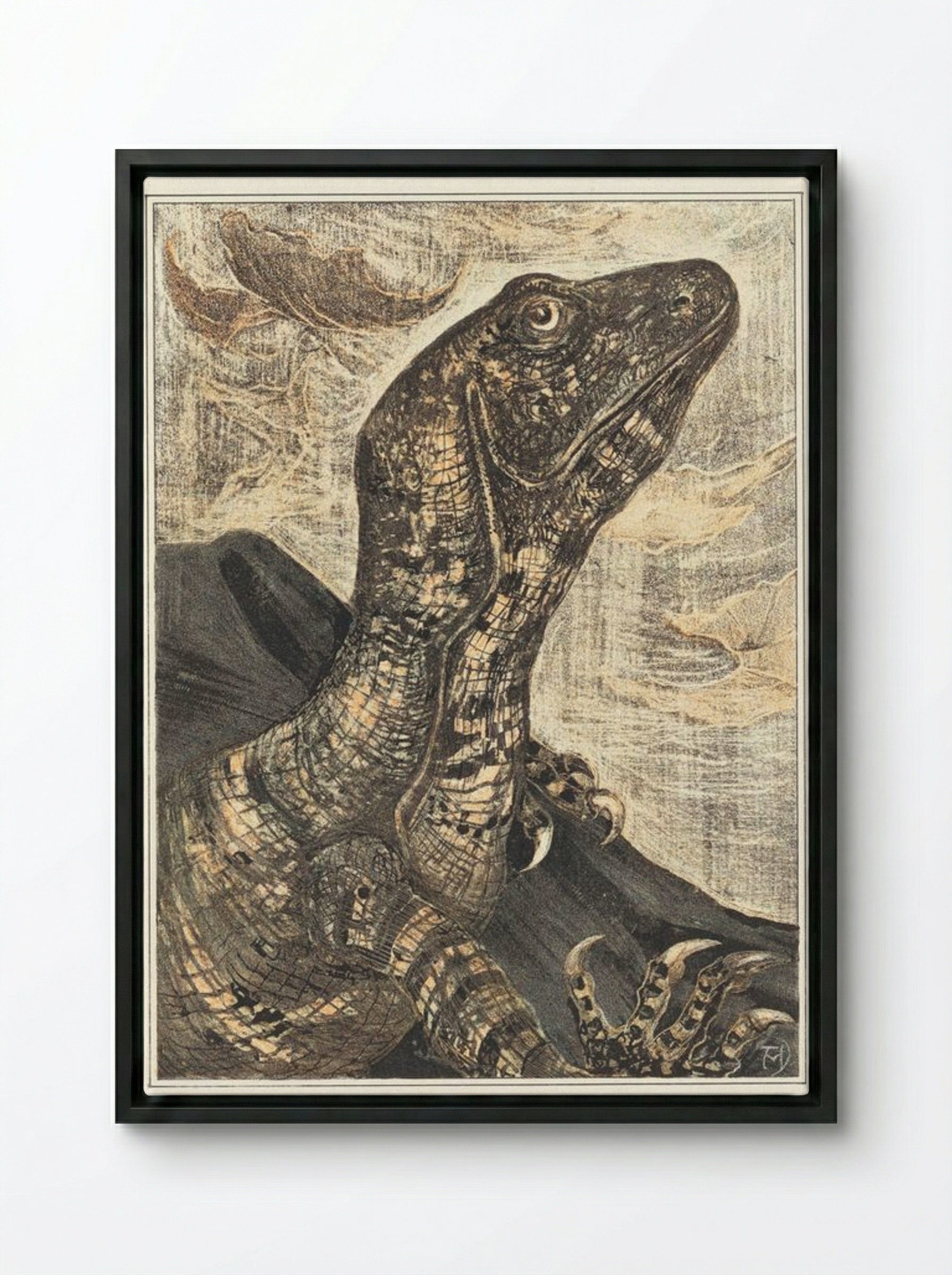 Leguaan (Monitor Lizard) - Theo van Hoytema - Framed Canvas Black