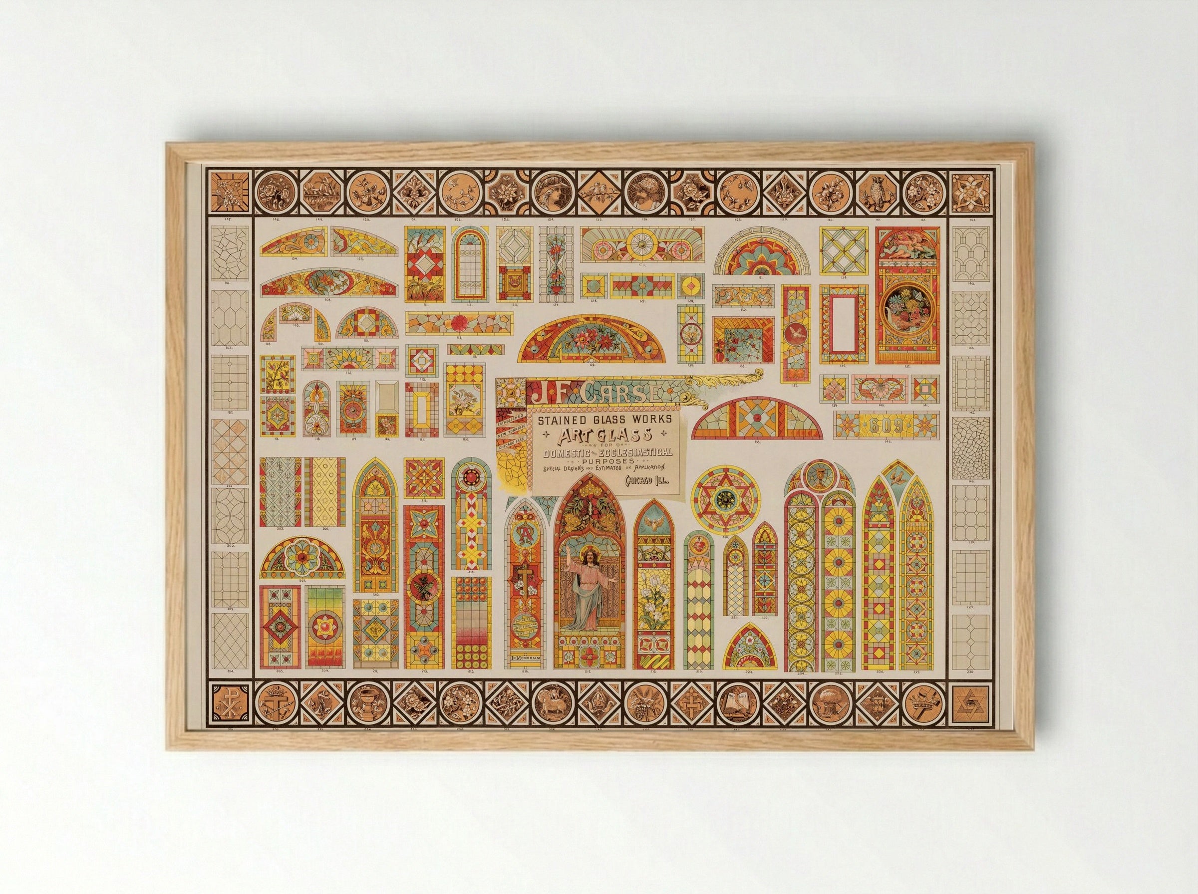 Stained Glass Works for Domestic and Ecclesiastical Purposes - J.F. Carse - Framed Print Wood