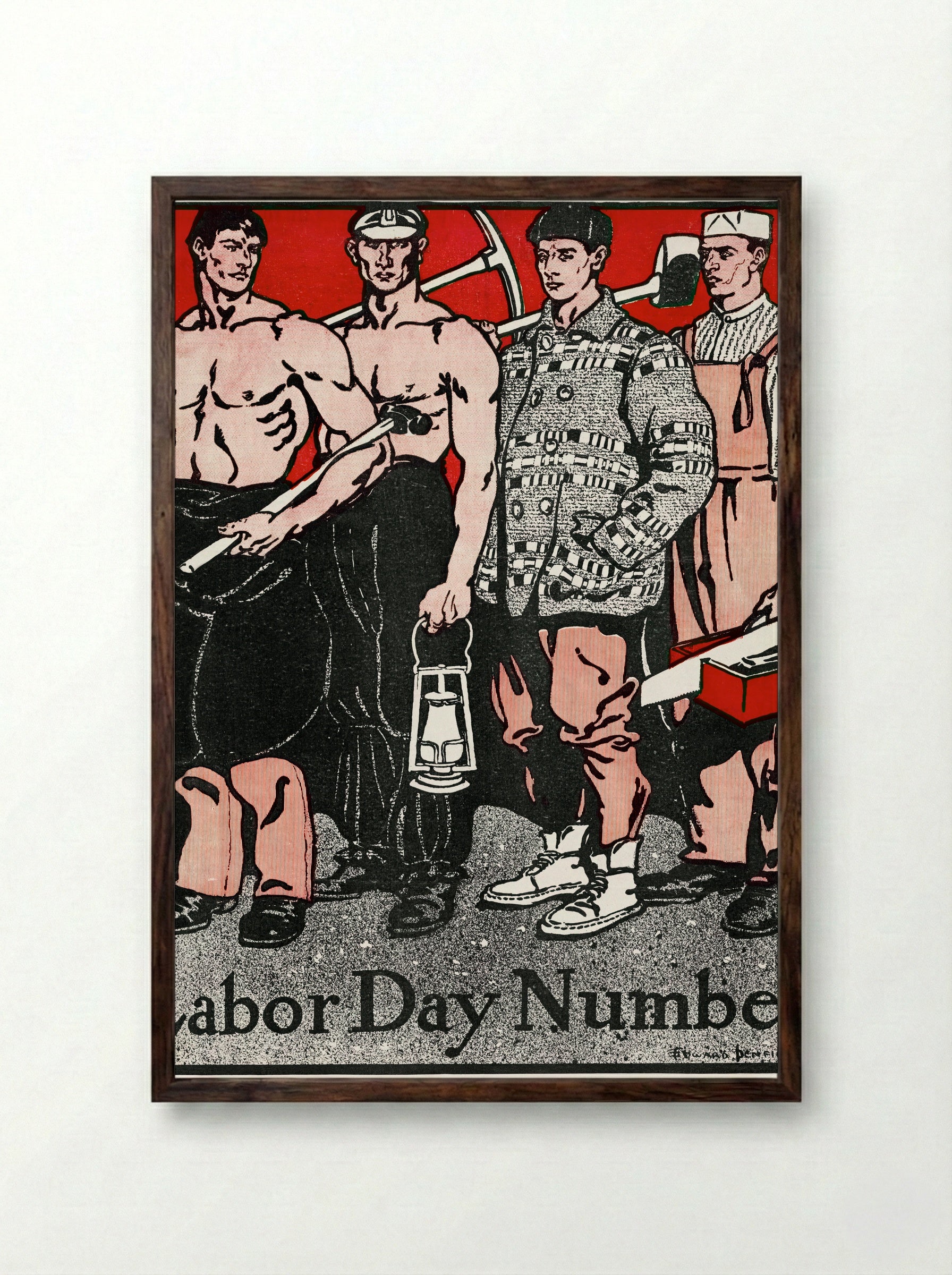 Labour Day Number - Edward Penfield - Framed Print Dark Wood