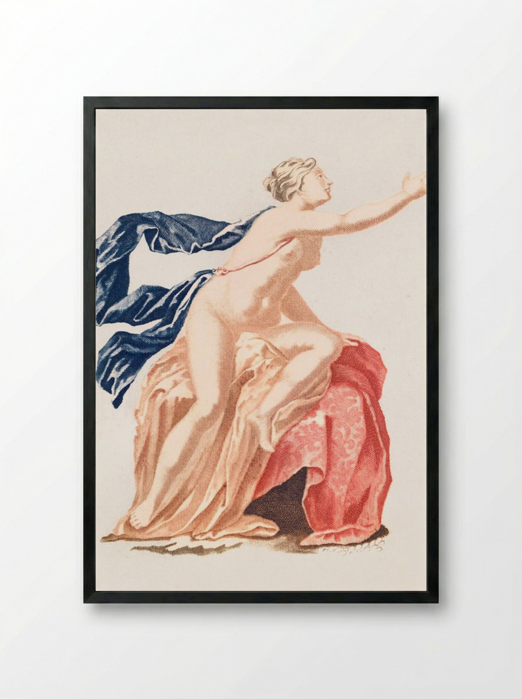 Papaver and Nude Female Figure - Fine Art Print - Framed Print Black