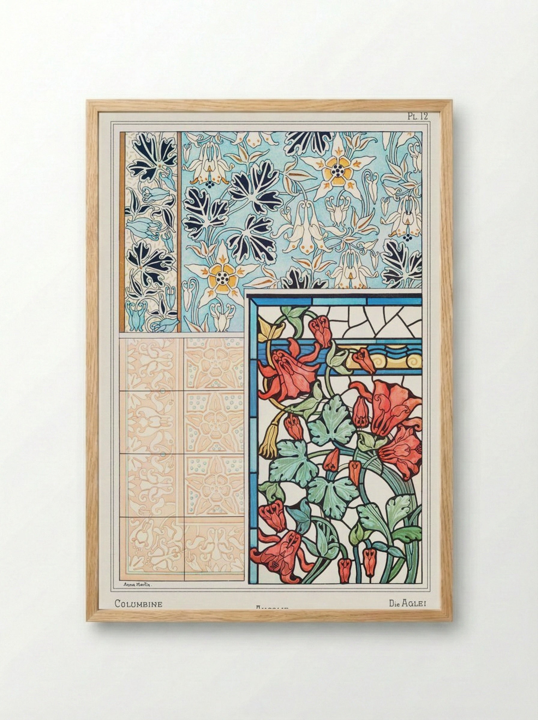 Ancolie (Columbine) from La Plante et ses Applications ornementales - Maurice Pillard Verneuil - Framed Print Wood