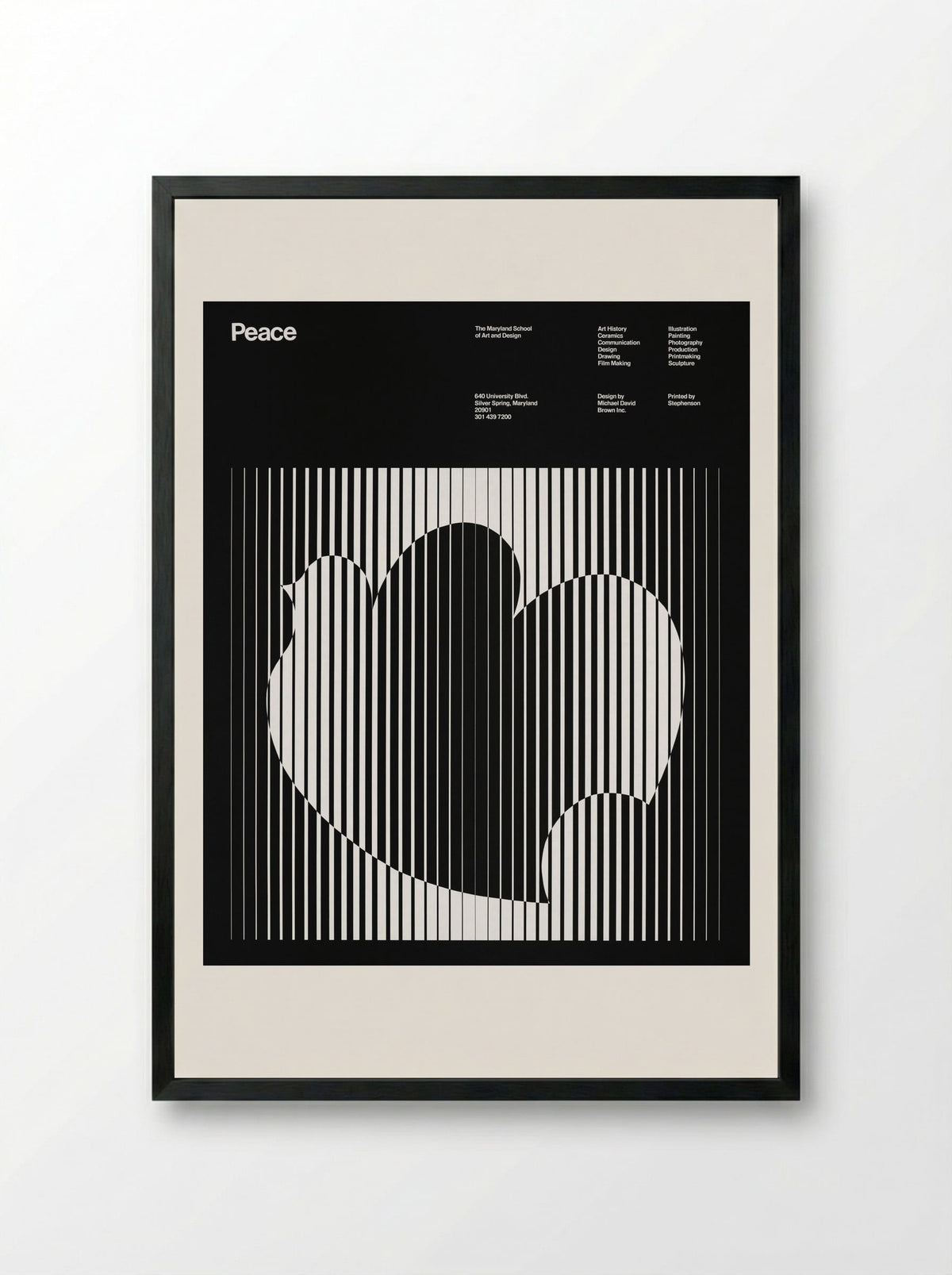 Peace (Maryland School of Art and Design Poster) - Michael David Brown - Framed Print Black