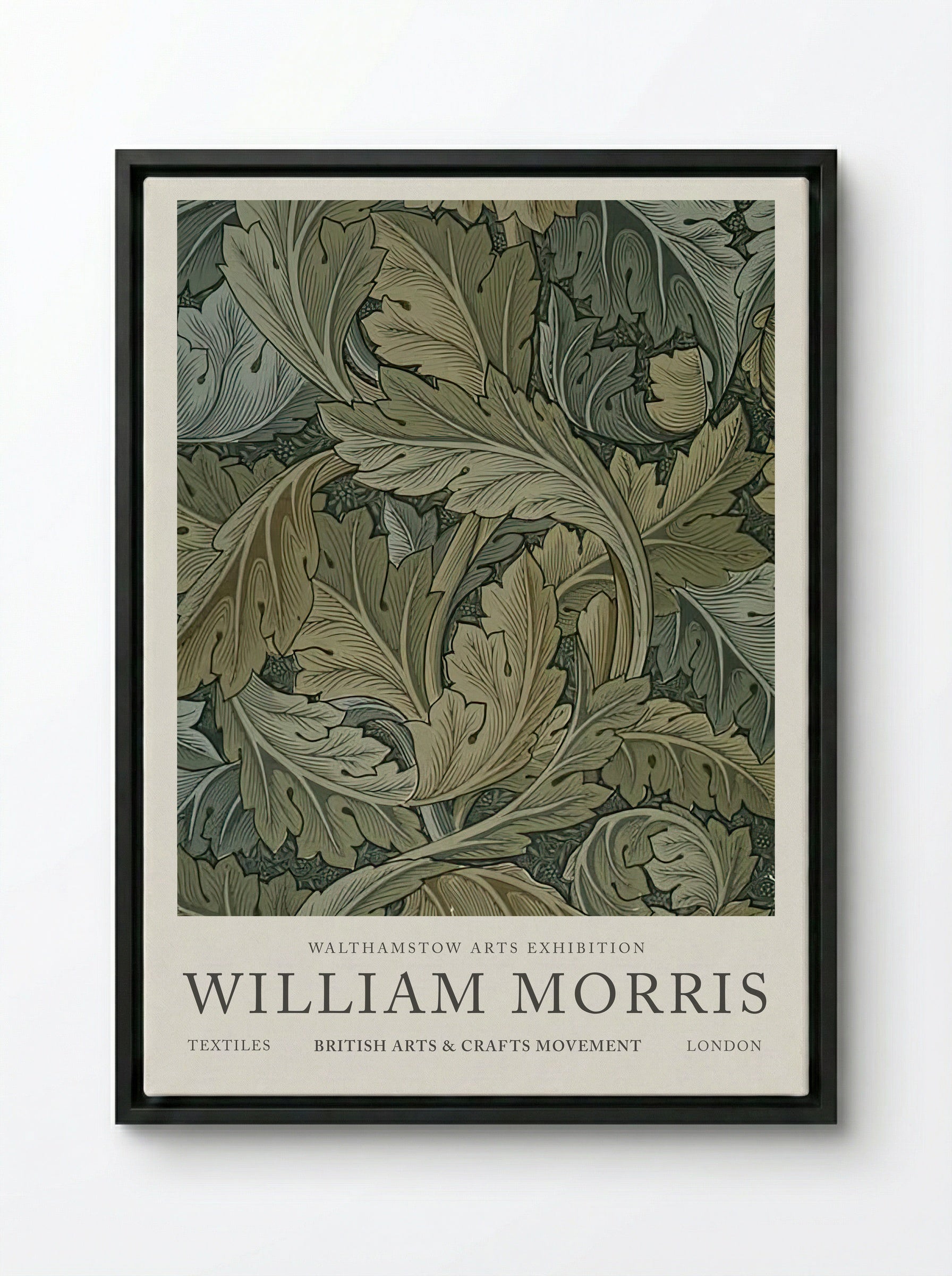 Acanthus - William Morris - Framed Canvas Black