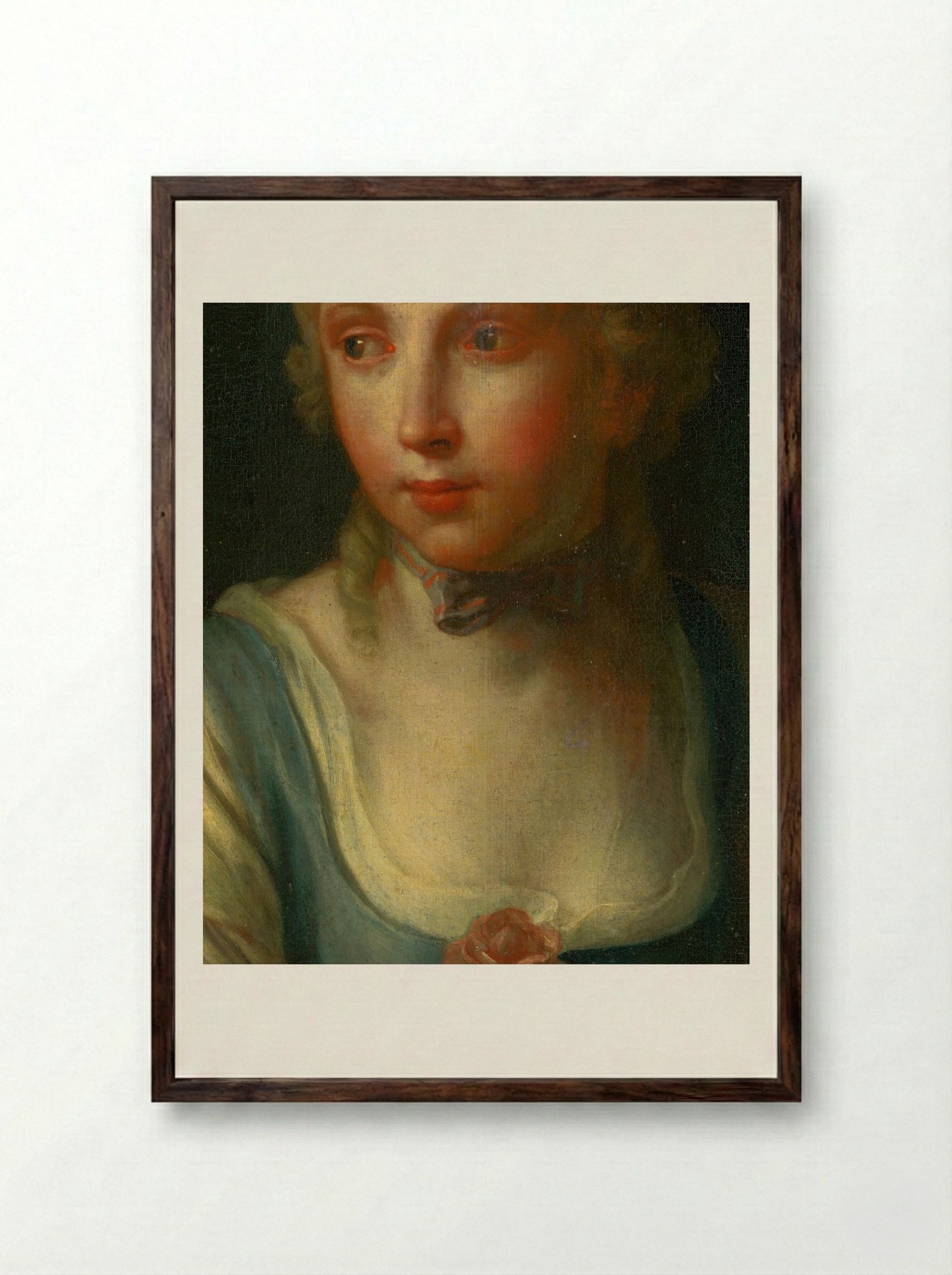 Portrait of a Girl - Berthe Morisot - Framed Print Dark Wood