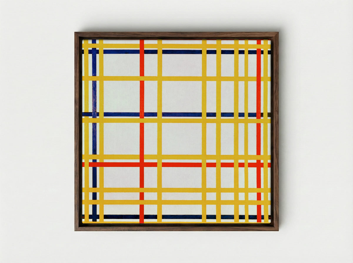 New York City I - Piet Mondrian - Framed Canvas Dark Wood