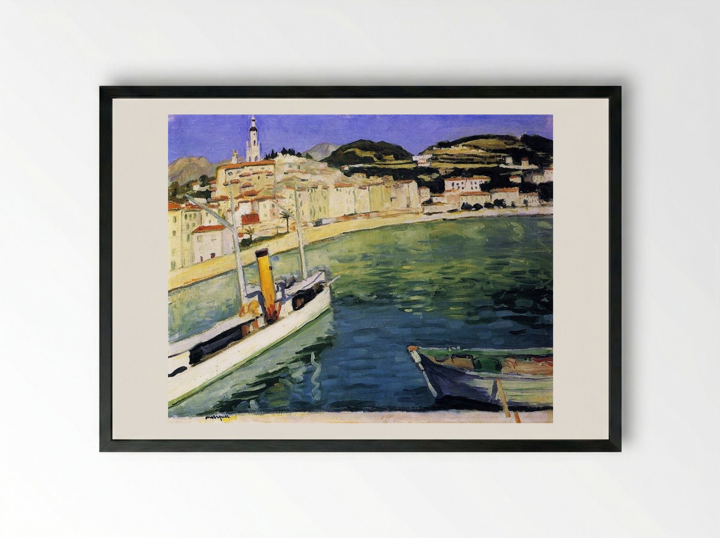Harbour of Menton - Albert Marquet - Framed Print Black