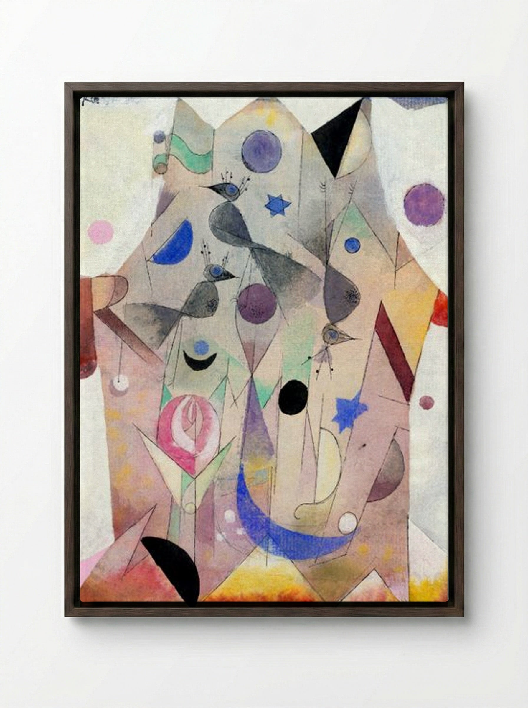 Persische Nachtigallen (Persian Nightingales) - Paul Klee - Framed Canvas Dark Wood