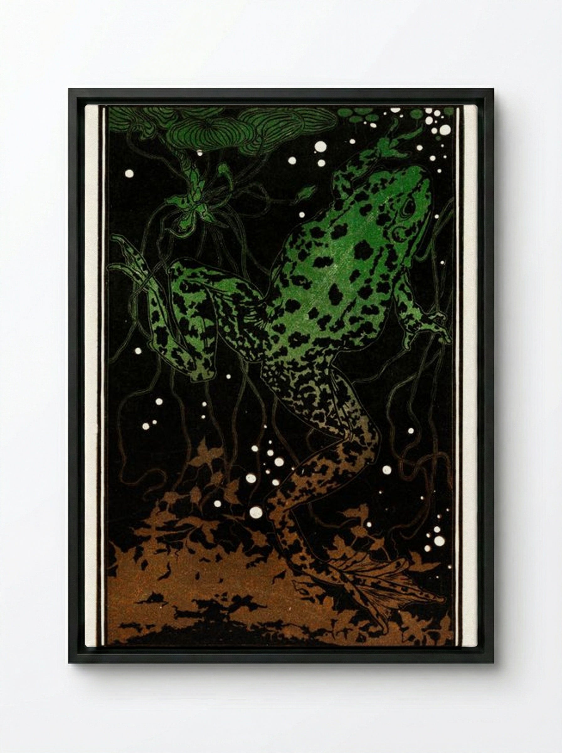 Swimming Frog - Julie de Graag - Framed Canvas Black