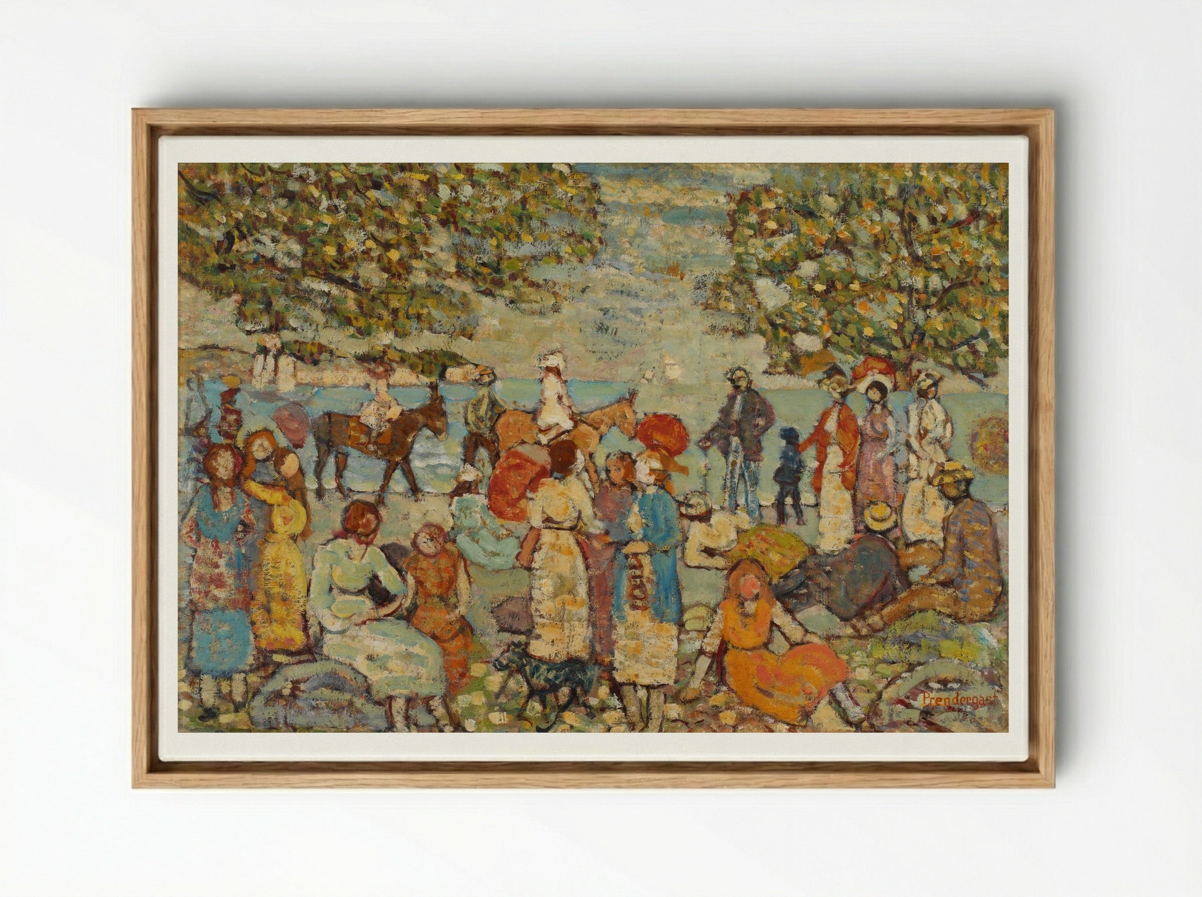 Beach Scene with Donkeys or Mules - Maurice Brazil Prendergast - Framed Canvas Wood
