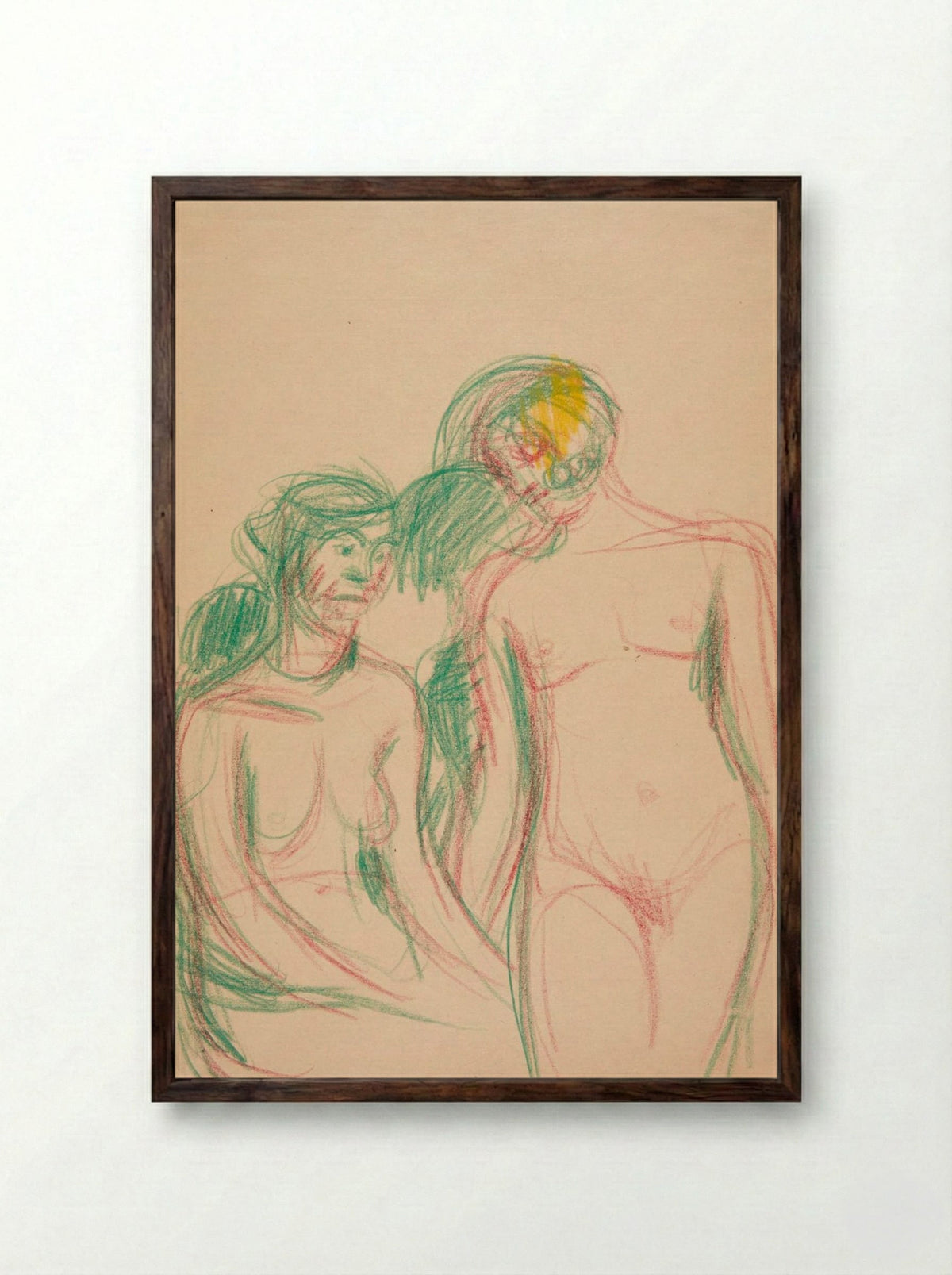 A Seated and a Standing Female Model - Harald Giersing - Framed Print Dark Wood