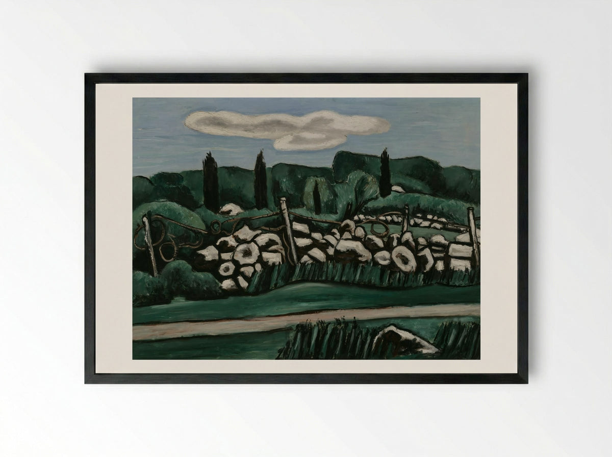 The Last Stone Walls, Dogtown - Marsden Hartley - Framed Print Black