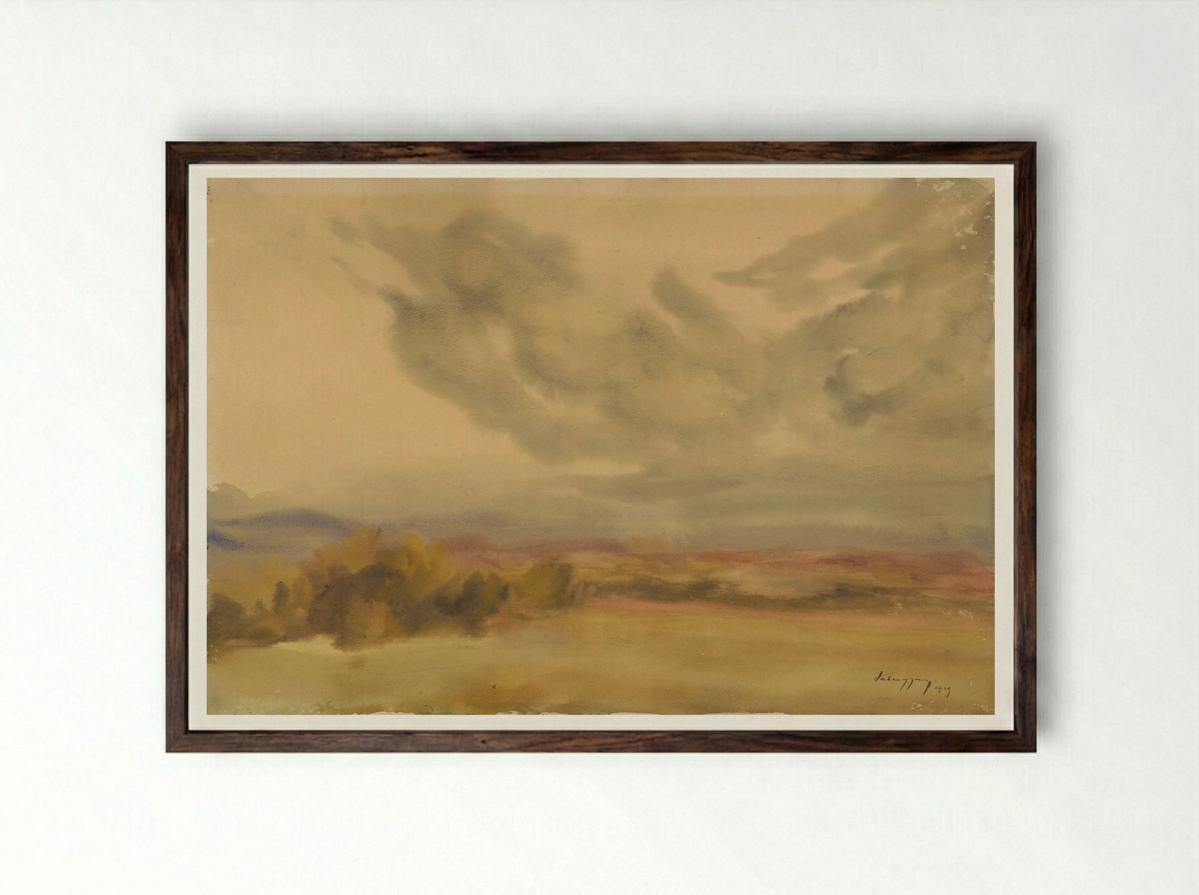 Clouds Over a Plain - Zolo Palugyay - Framed Print Dark Wood