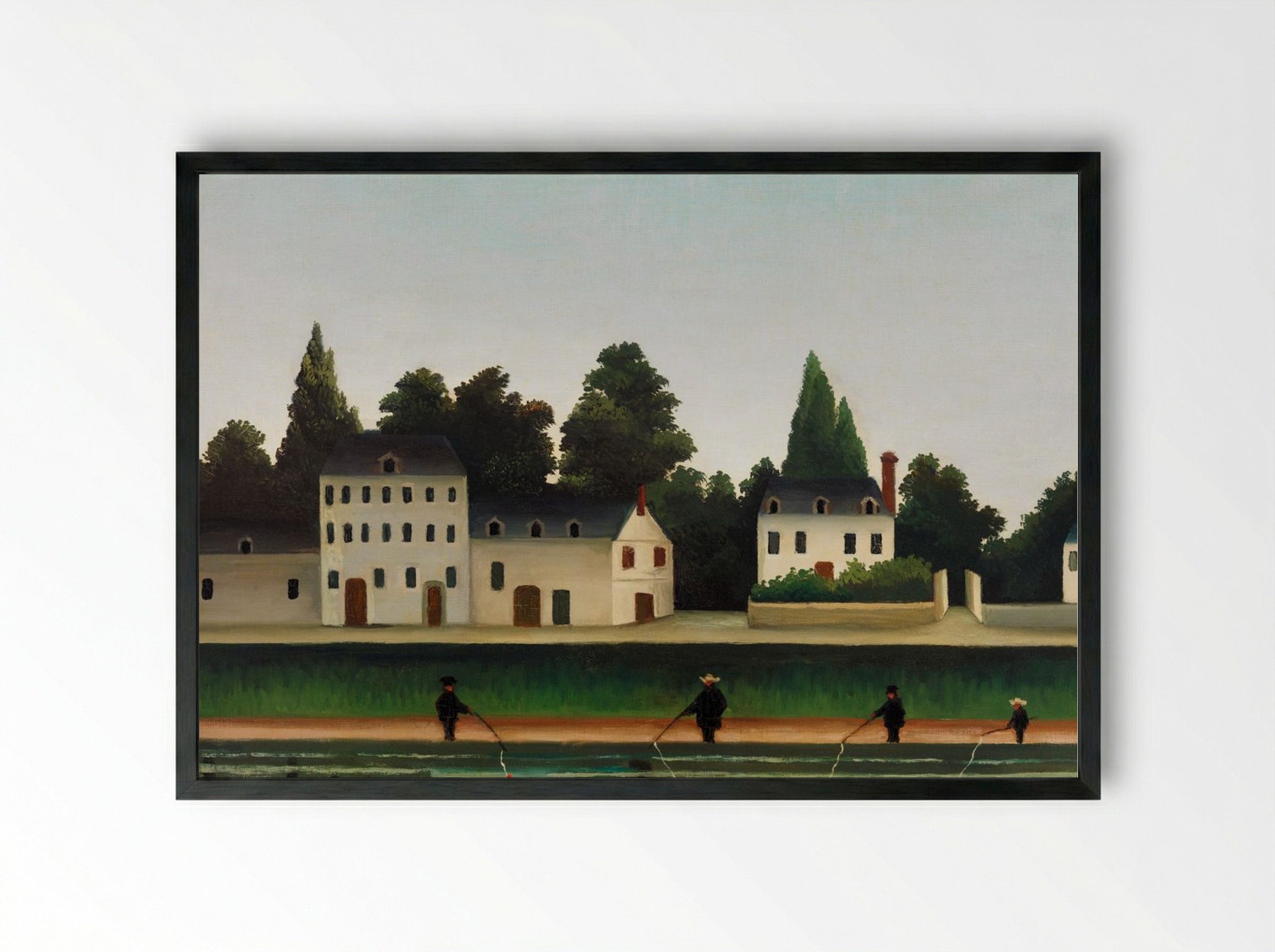 Landscape and Four Fishermen - Henri Rousseau - Framed Print Black