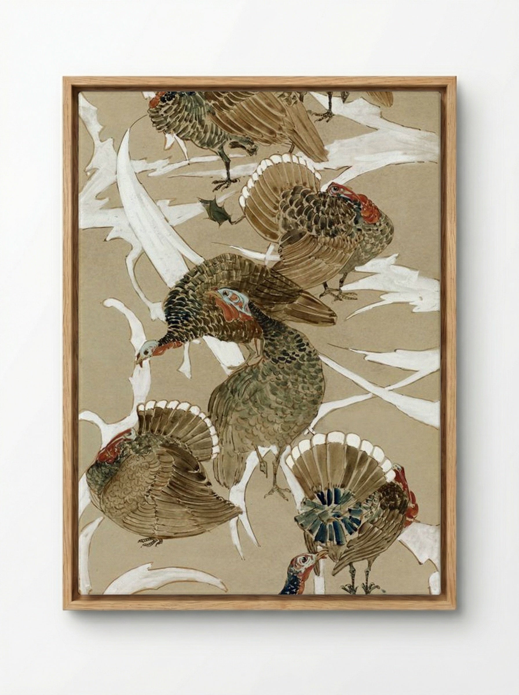 Eight Turkeys - Theodorus van Hoytema - Framed Canvas Wood
