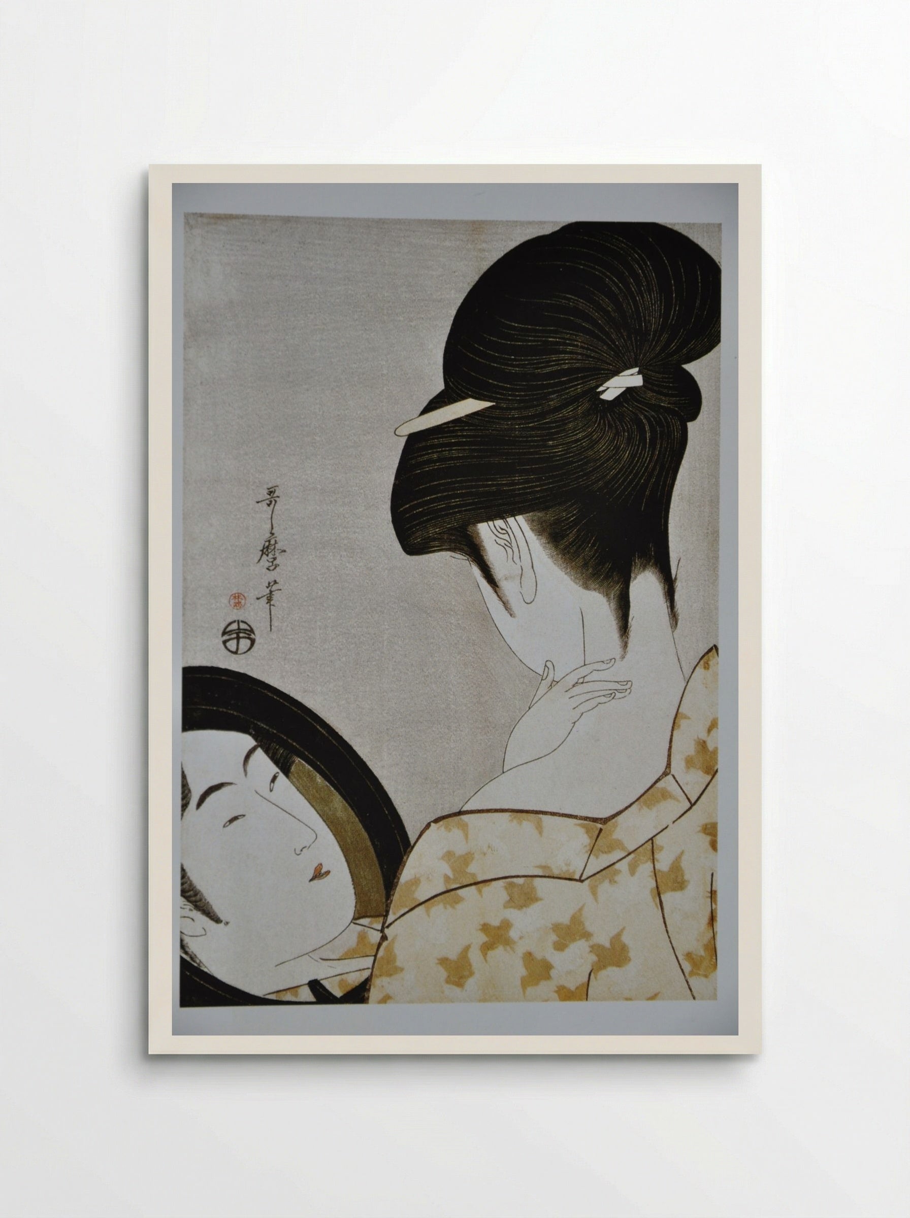 Young Woman Applying Makeup - Kitagawa Utamaro - Poster