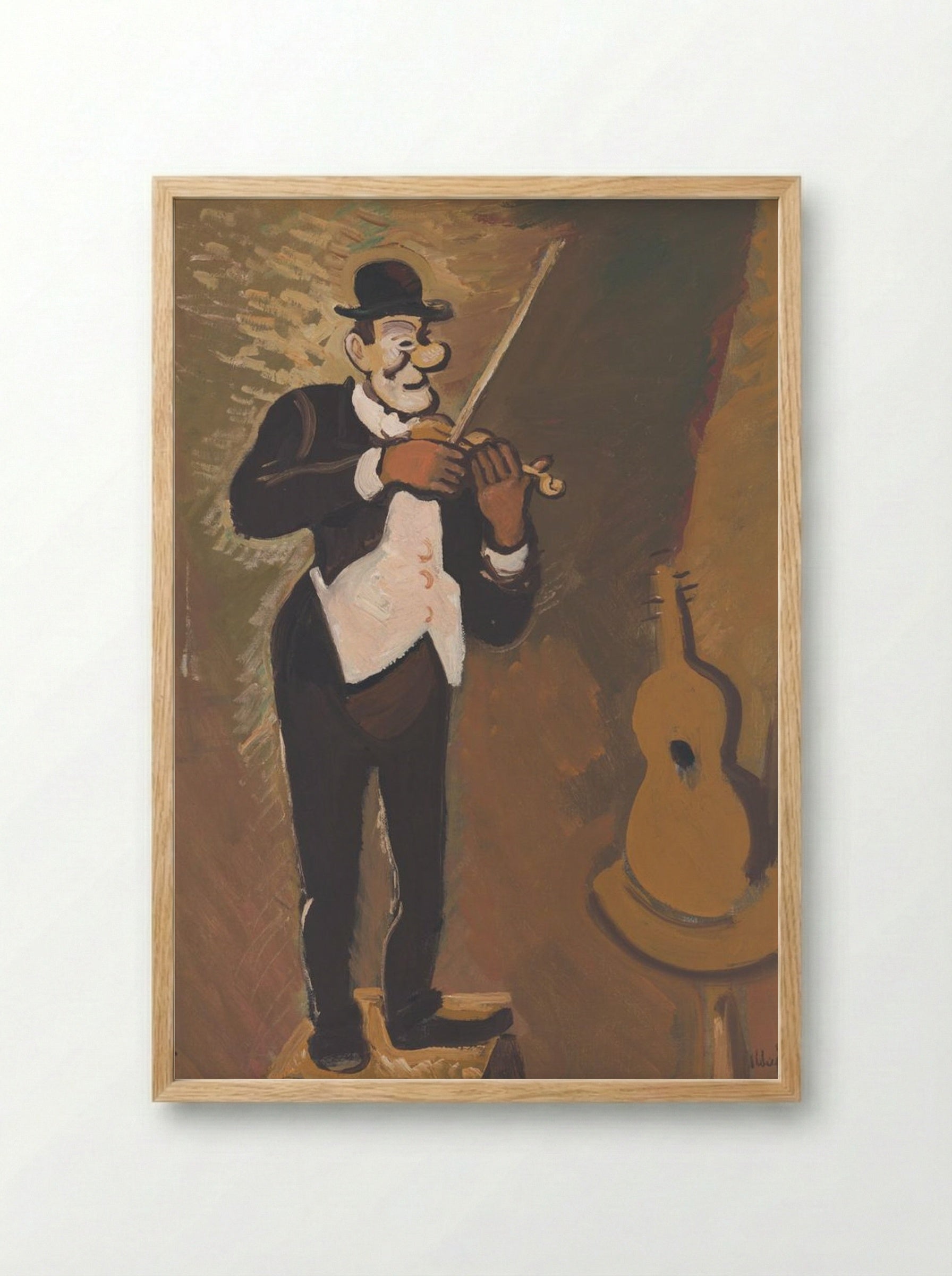 Clown Playing the Violin - Cyprián Majerník - Framed Print Wood