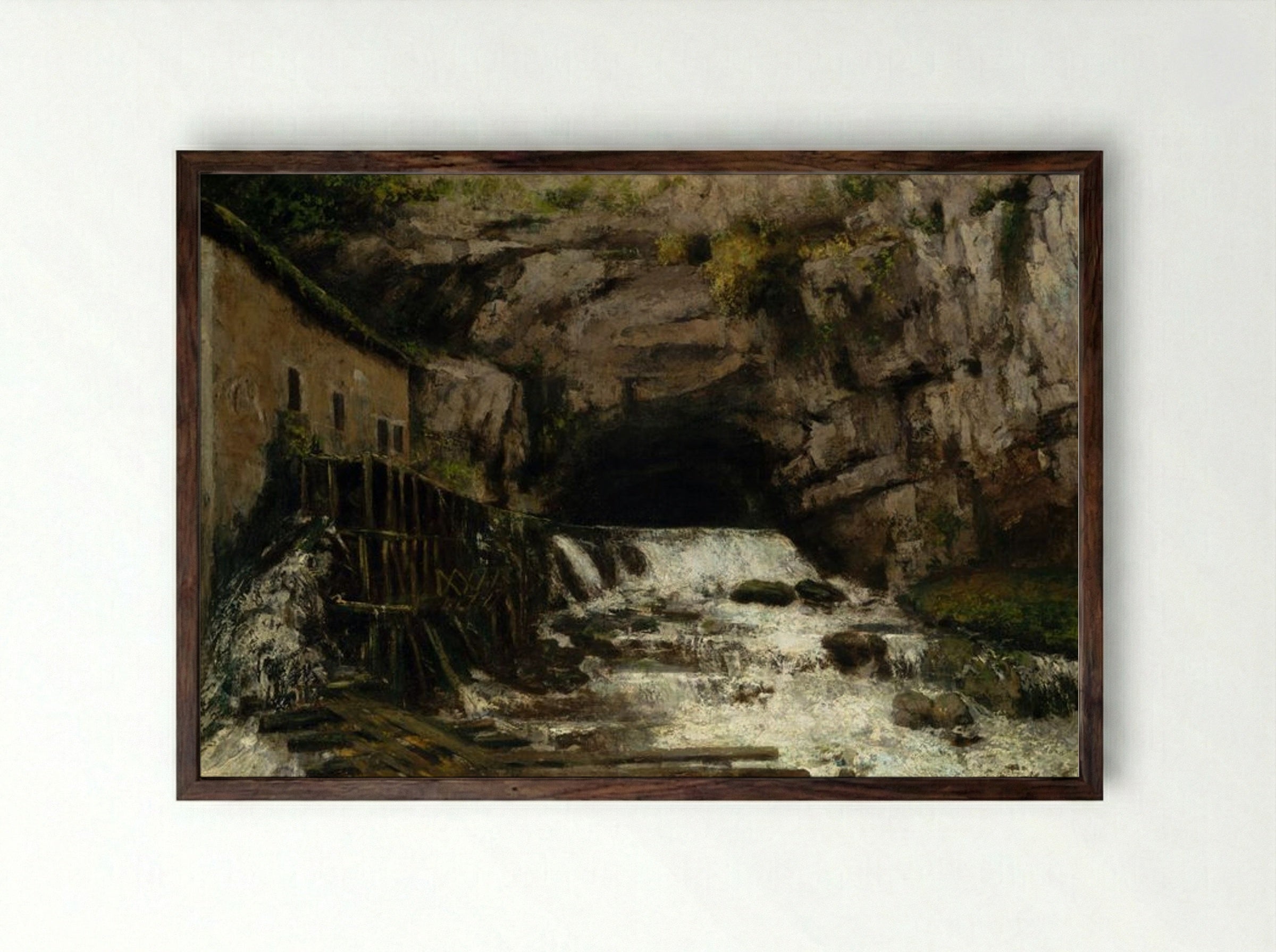 The Source of the Loue - Gustave Courbet - Framed Print Dark Wood