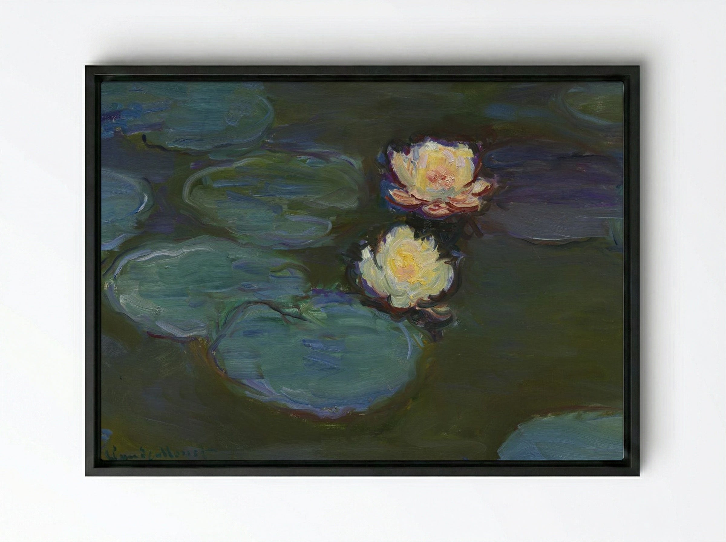 Water Lilies - Claude Monet - Framed Canvas Black