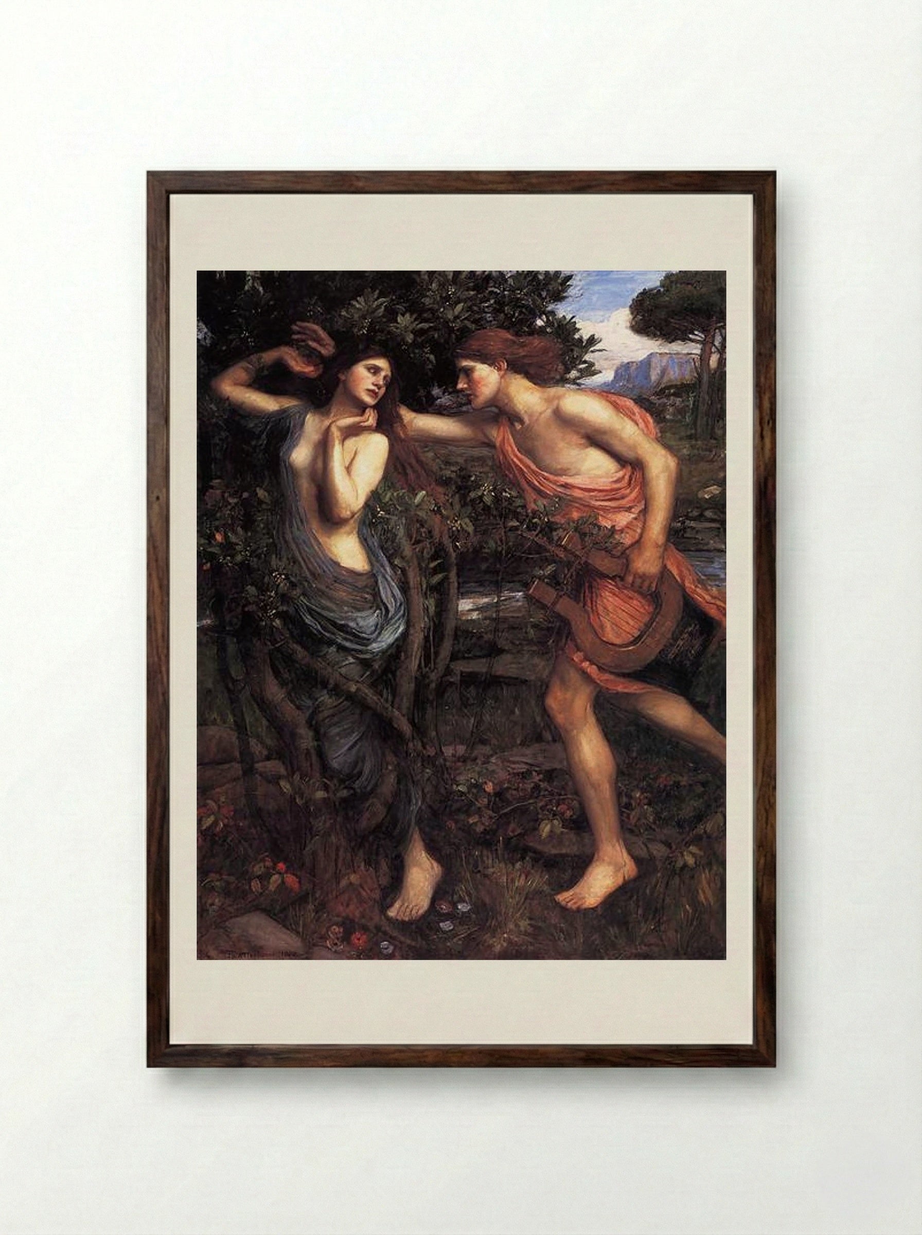 Apollo and Daphne - John William Waterhouse - Framed Print Dark Wood