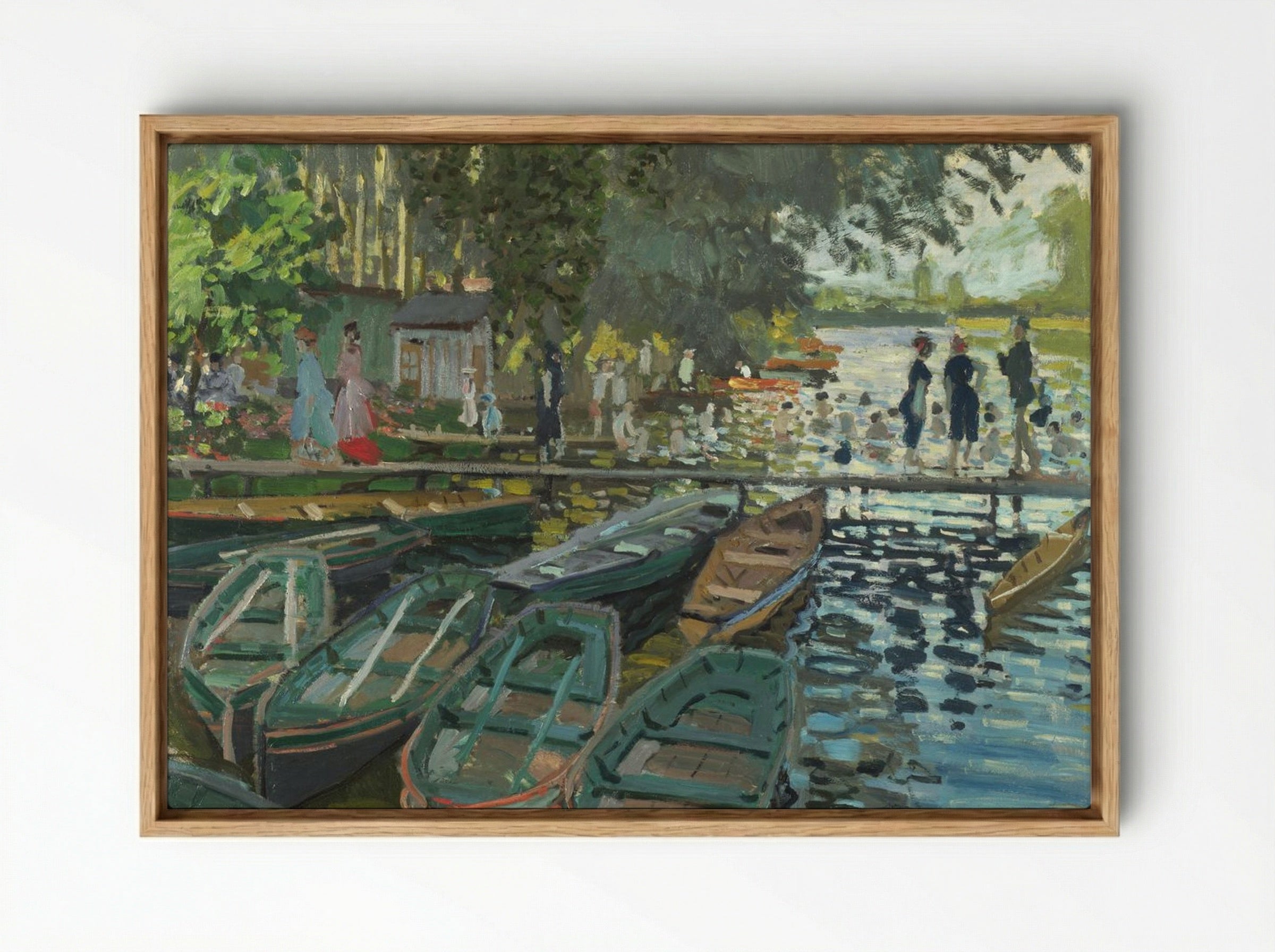 Bathers at La Grenouillère - Claude Monet - Framed Canvas Wood
