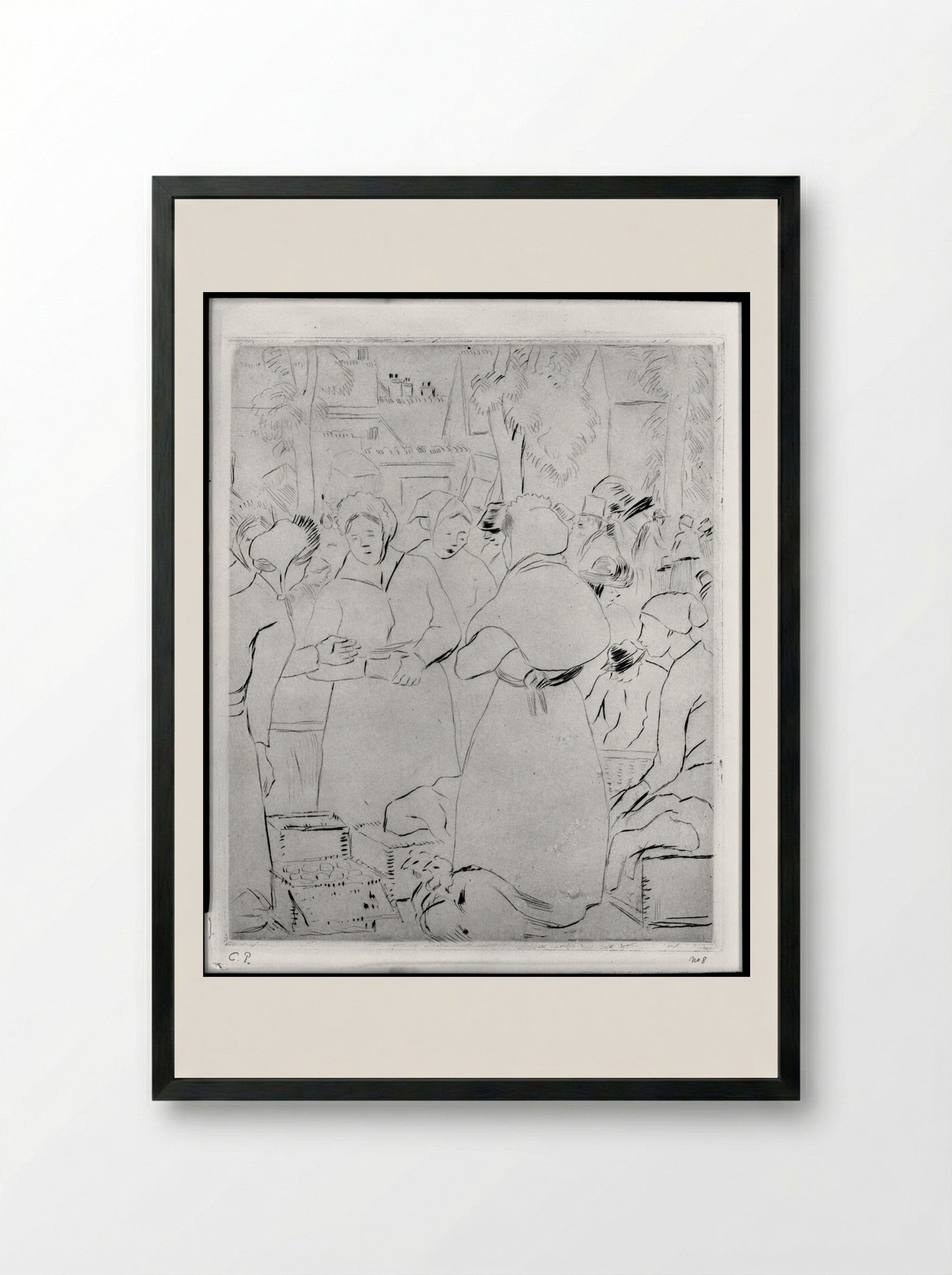 Egg Market - Camille Pissarro - Framed Print Black