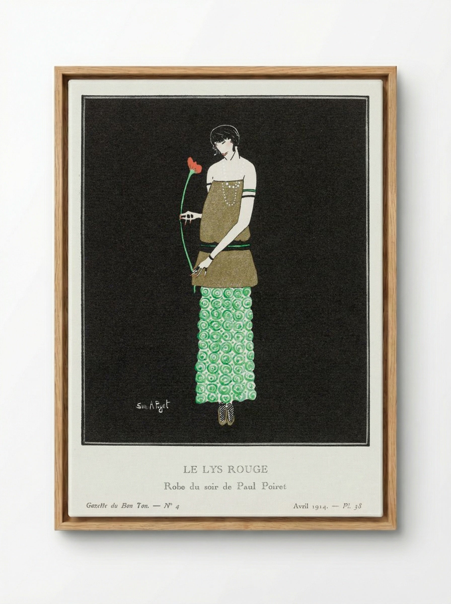 Le Lys Rouge, Robe du Soir de Paul Poiret - Simone A. Puget - Framed Canvas Wood