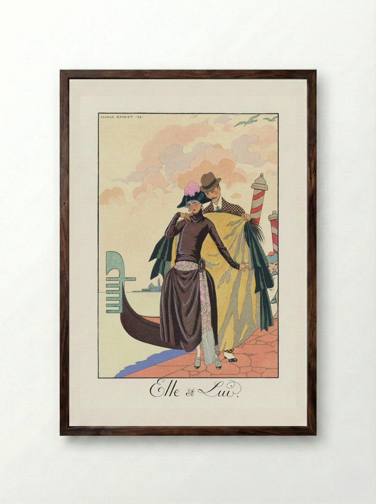 Elle et Lui - George Barbier - Framed Print Dark Wood