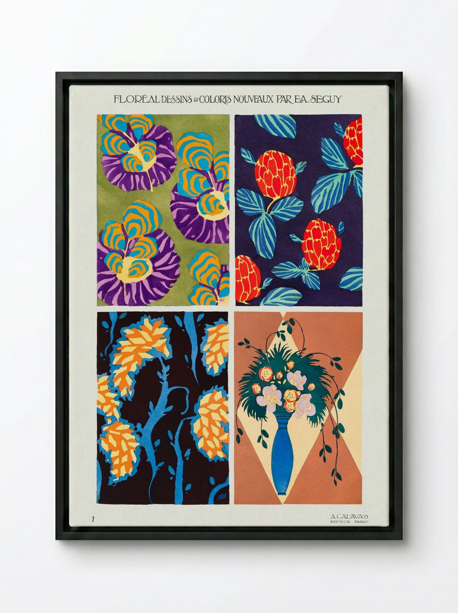 Floréal Dessins & Coloris Nouveaux - Émile-Allain Séguy - Framed Canvas Black