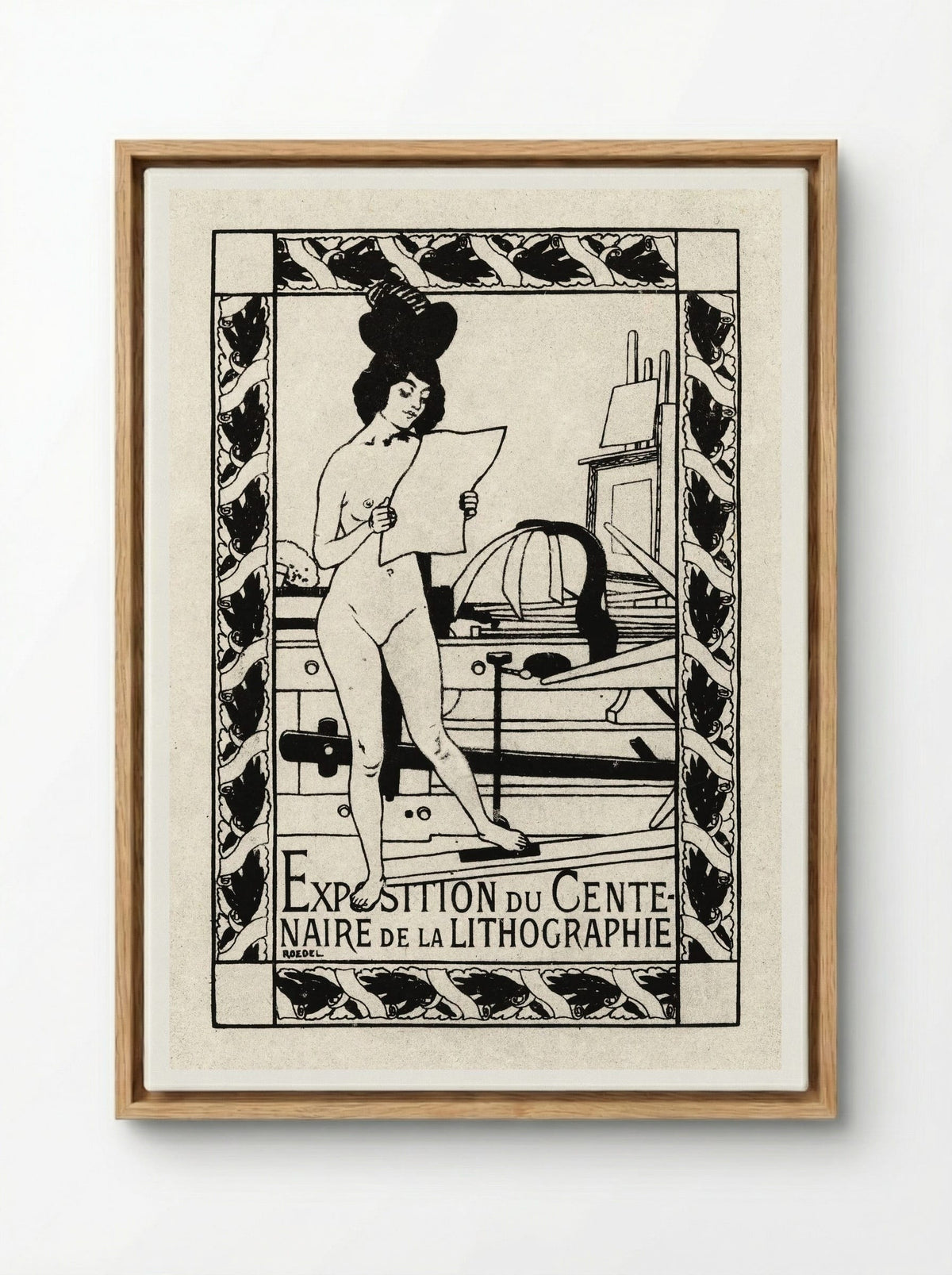 Exposition du Centenaire de la Lithographie - Auguste Roedel - Framed Canvas Wood