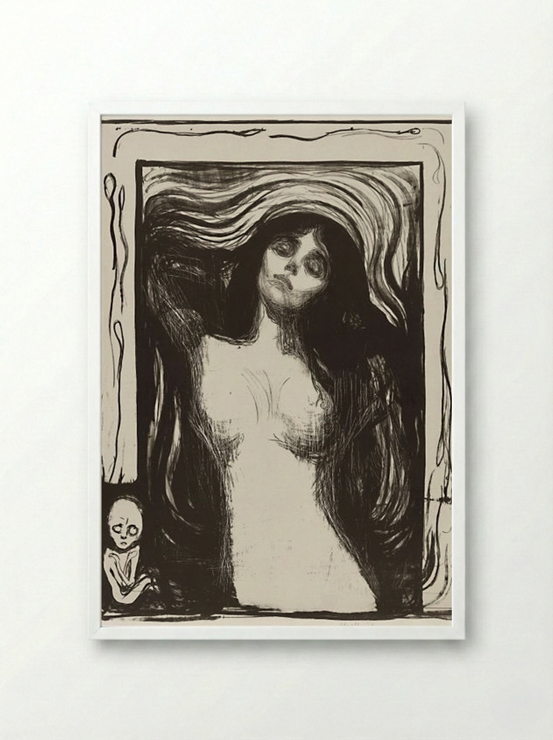 Madonna (Liebendes Weib) - Edvard Munch - Framed Print White