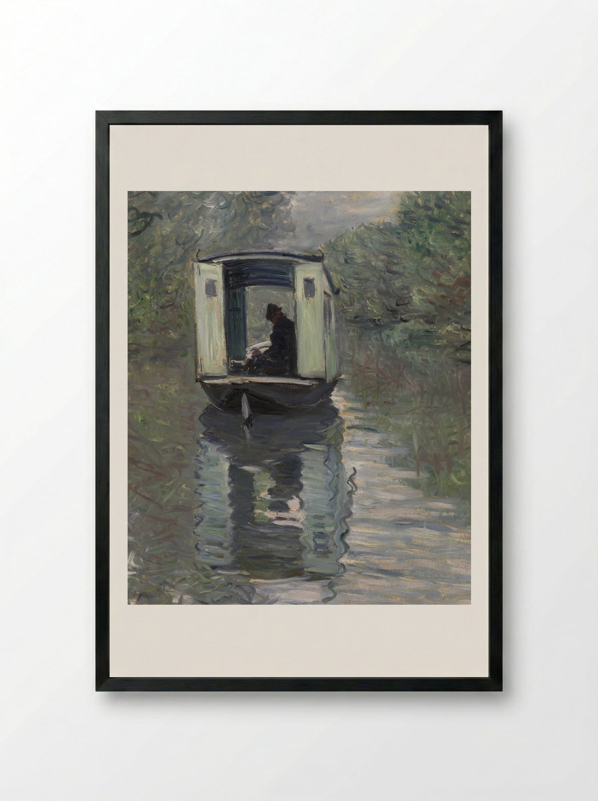 The Studio Boat (Le Bateau-atelier) - Claude Monet - Framed Print Black