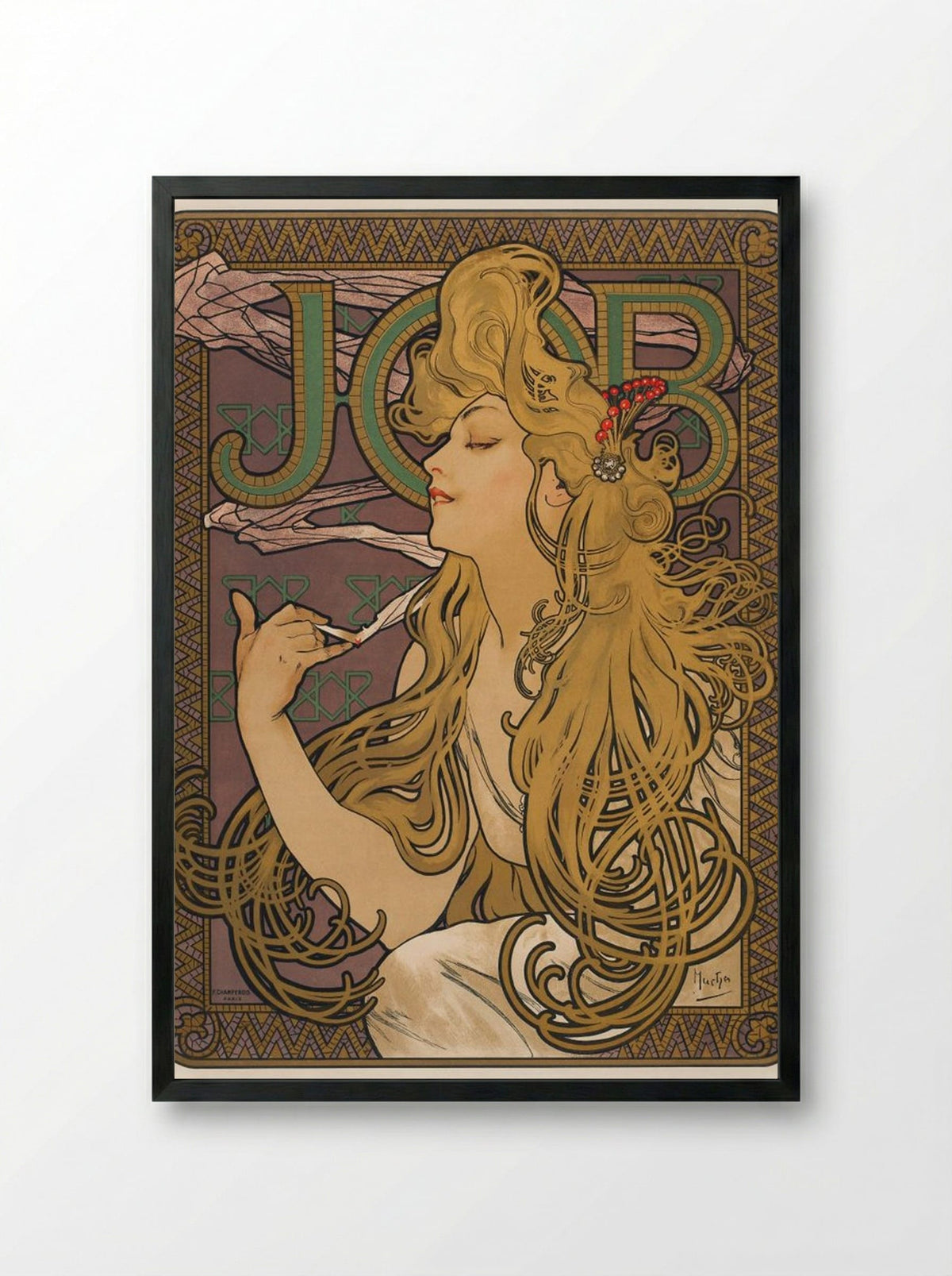 Job - Alphonse Mucha - Framed Print Black