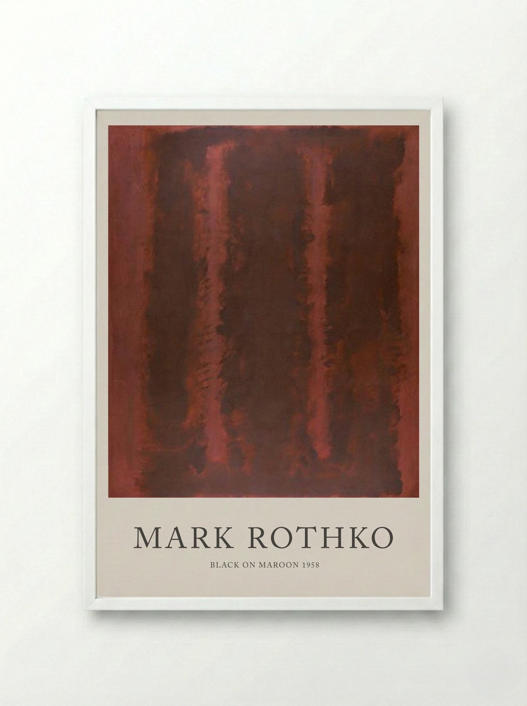 Black on Maroon - Mark Rothko - Framed Print White