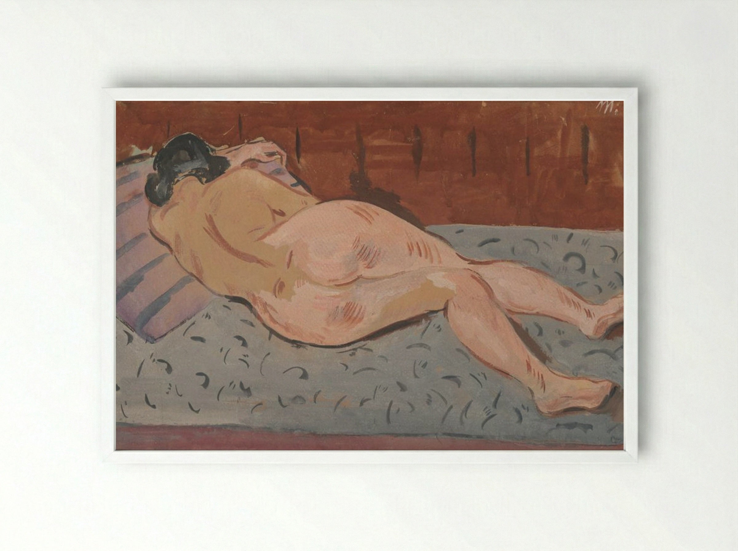 Reclining Nude - Cyprián Majerník - Framed Print White