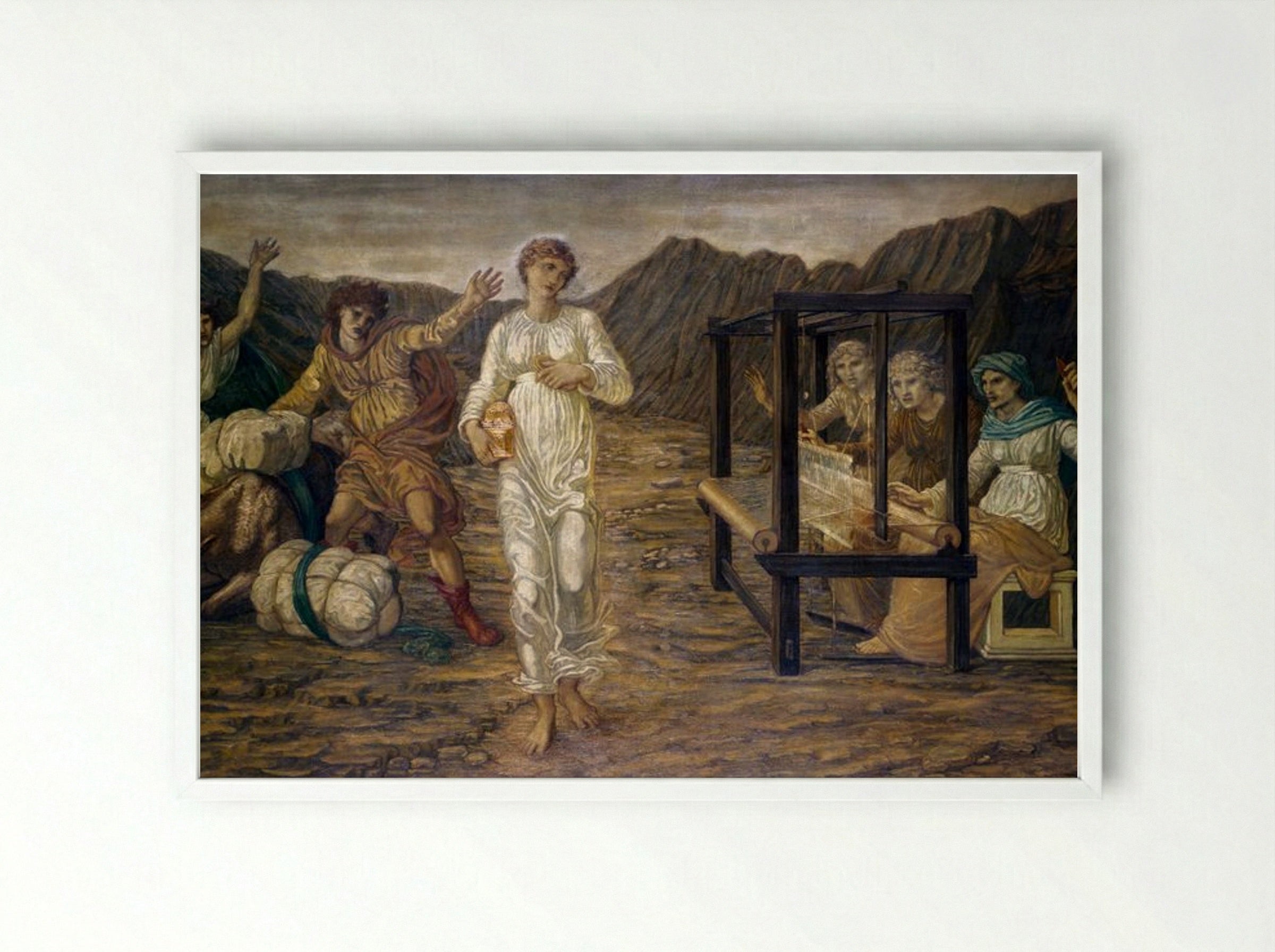 Psyche Set by Venus the Task - Edward Burne-Jones - Framed Print White