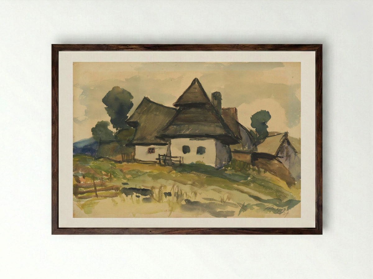 Village Motif - Zolo Palugyay - Framed Print Dark Wood
