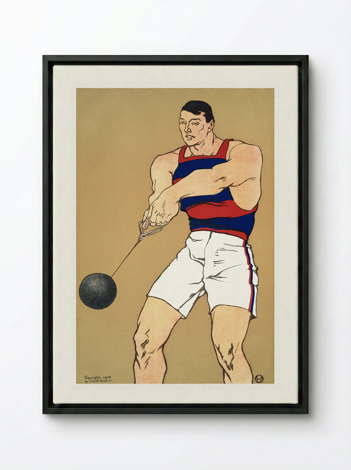Hammer Throw - Edward Penfield - Framed Canvas Black