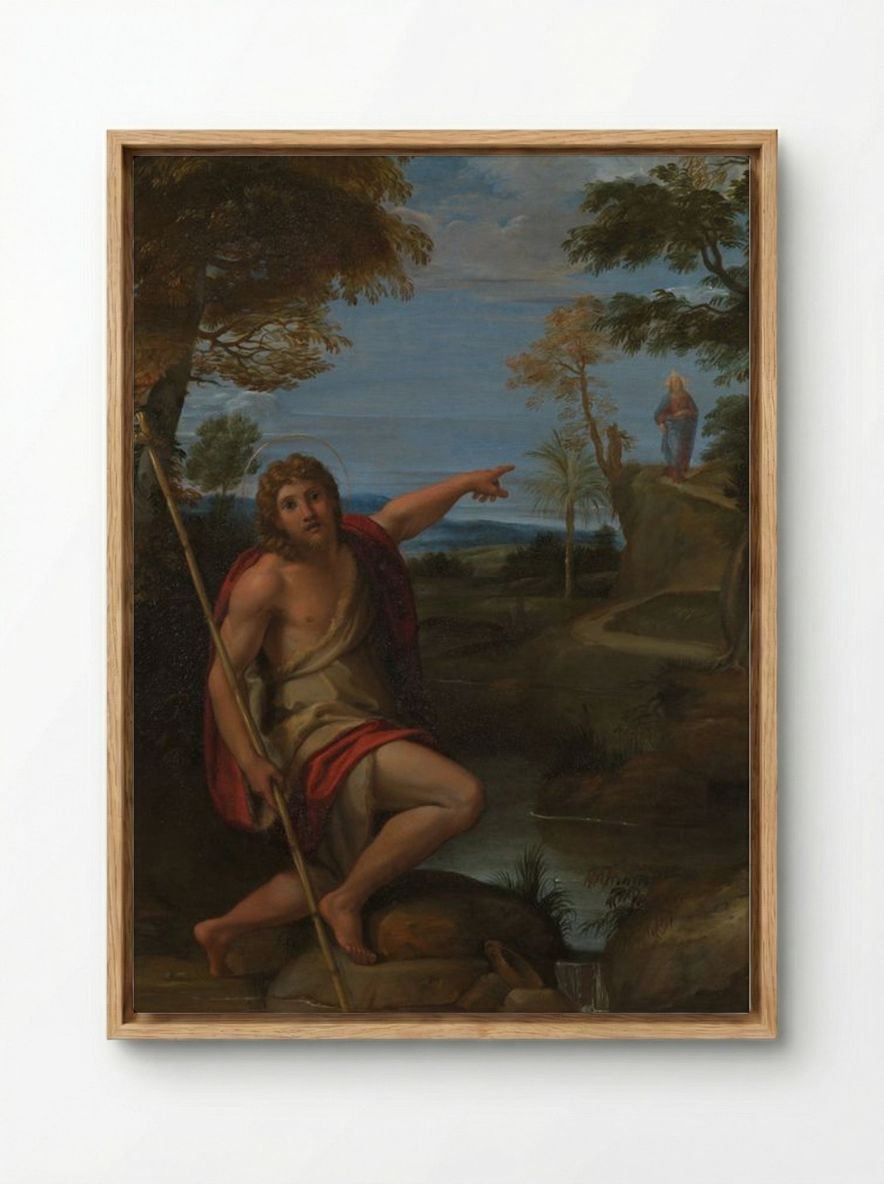 Saint John the Baptist Bearing Witness - Annibale Carracci - Framed Canvas Wood