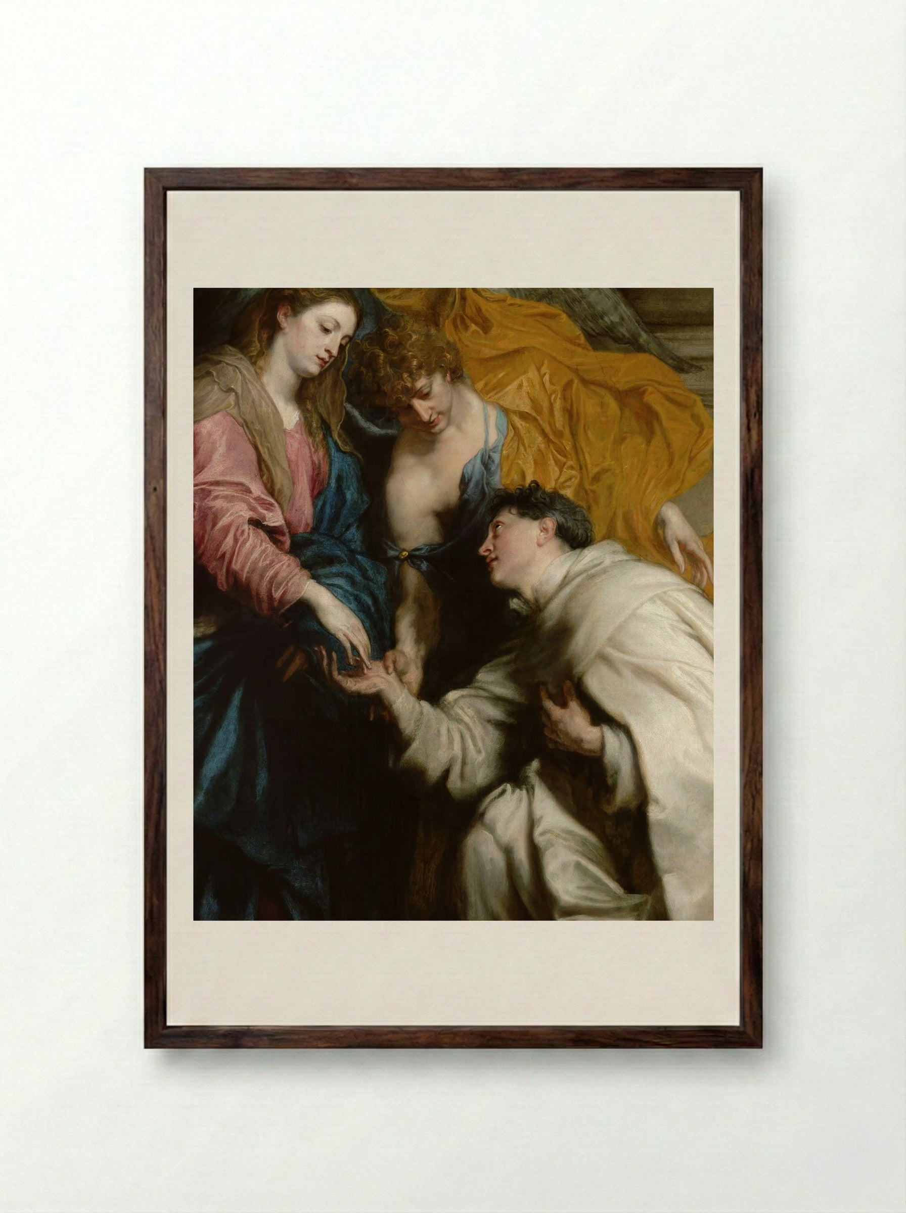 The Vision of the Blessed Hermann Joseph - Anthony van Dyck - Framed Print Dark Wood