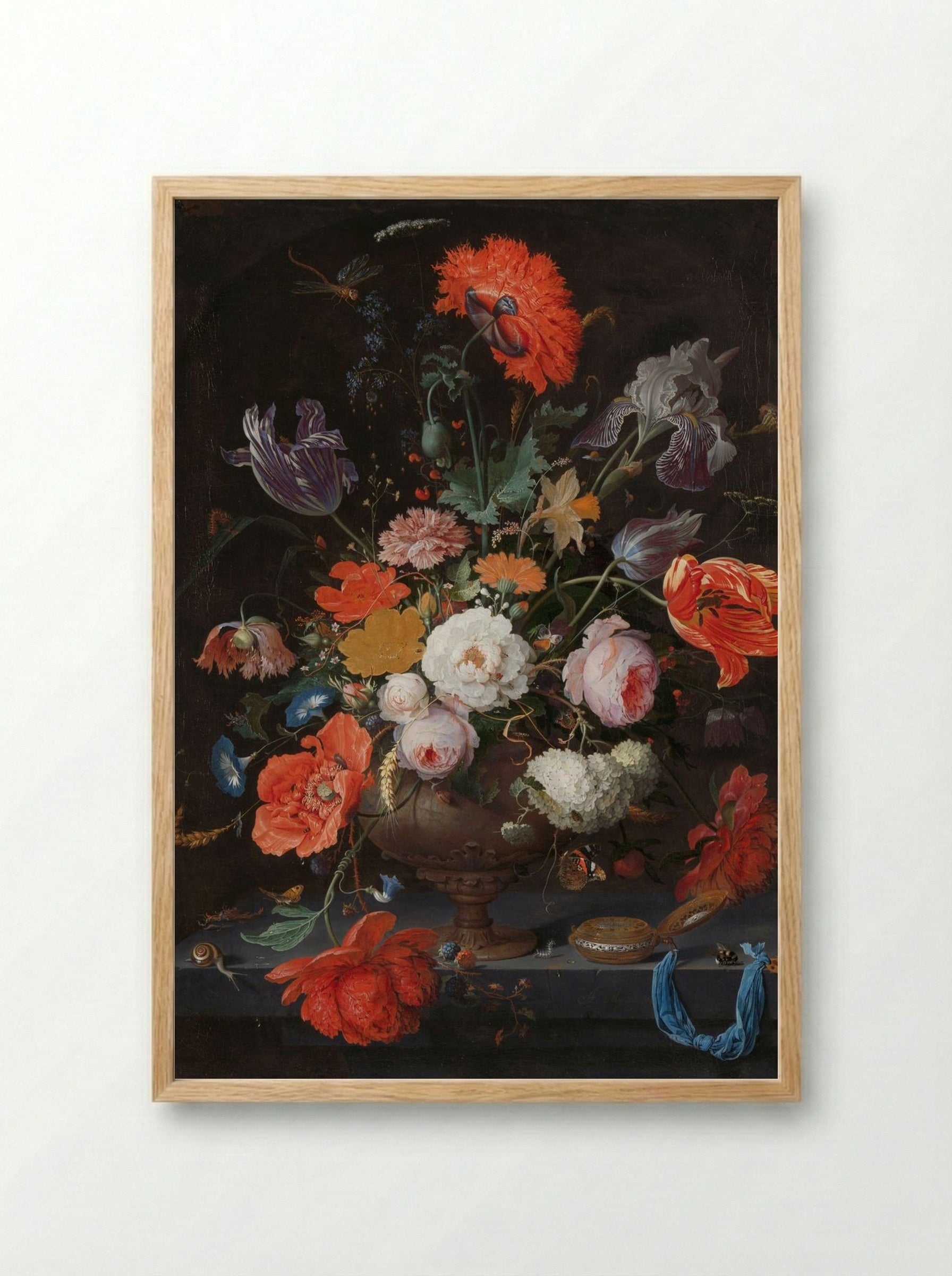 Still Life with Flowers in a Vase - Jan van Huysum - Framed Print Wood