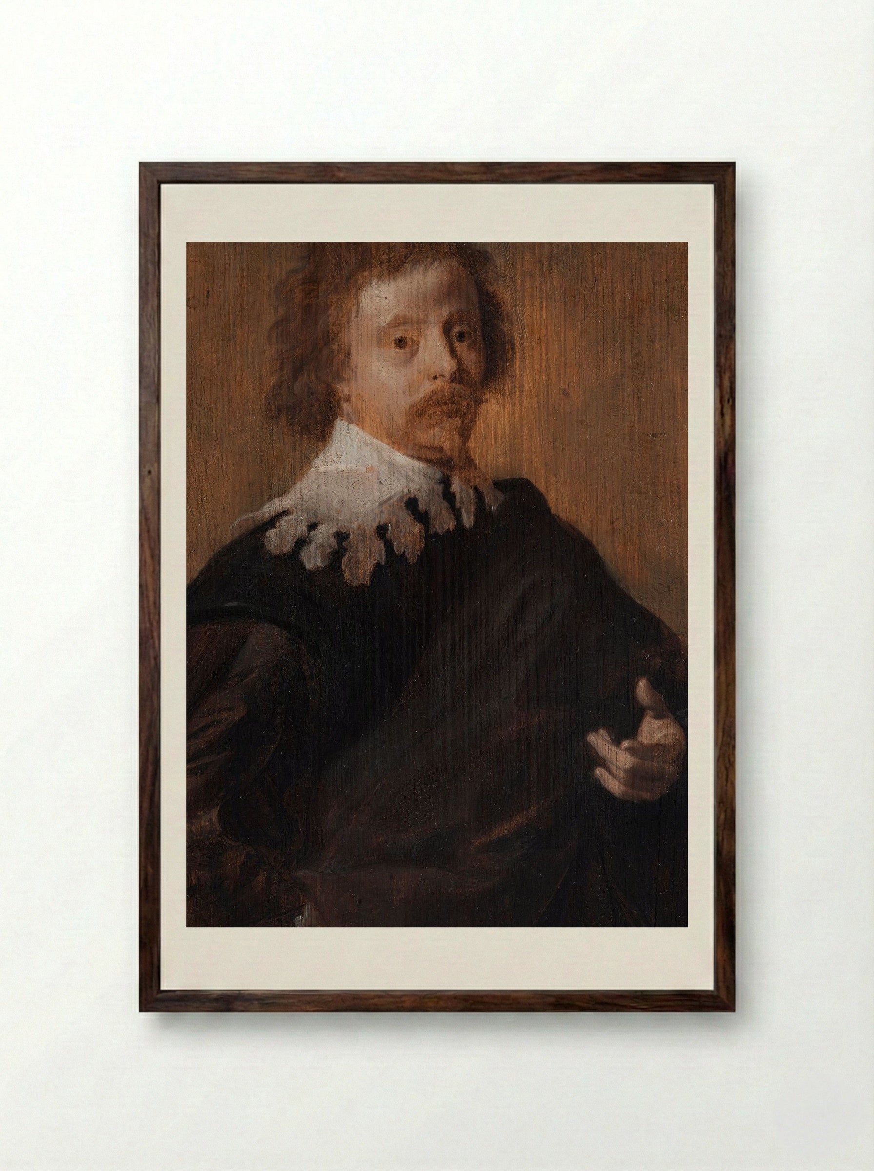 Portrait of Cornelis van Poelenburgh - Anthony van Dyck - Framed Print Dark Wood