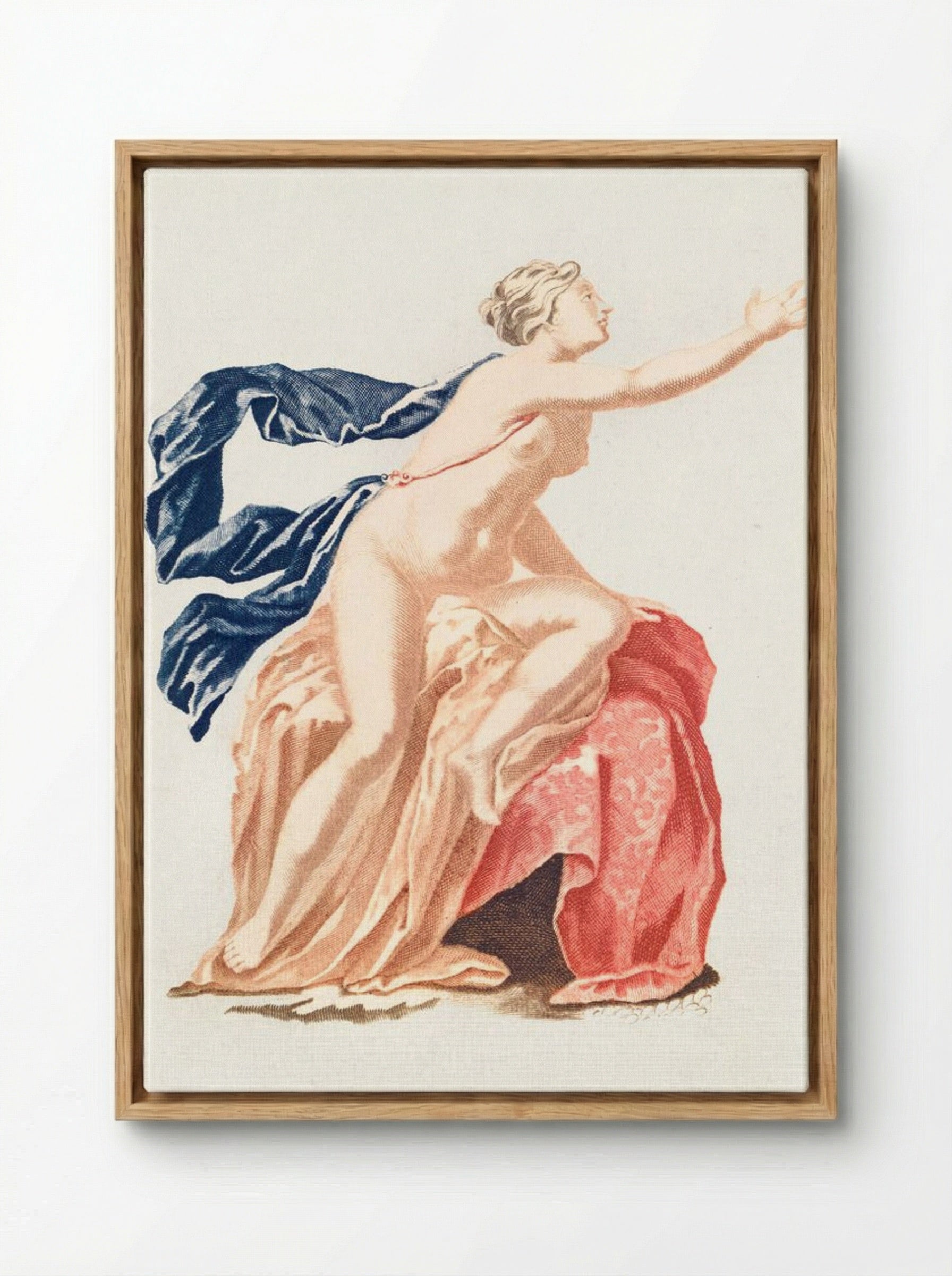 Papaver and Nude Female Figure - Fine Art Print - Framed Canvas Wood