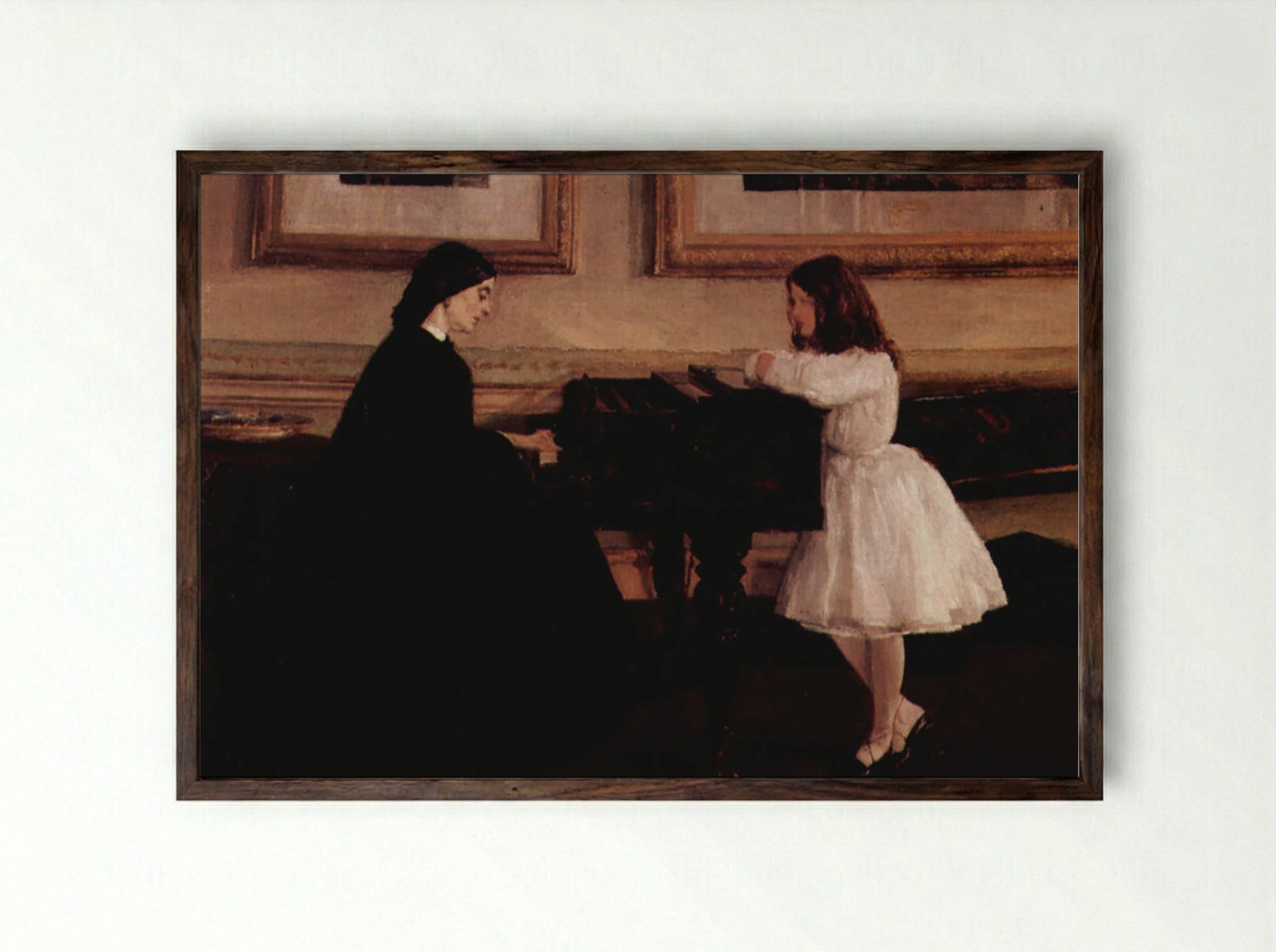 At the Piano - James Abbott McNeill Whistler - Framed Print Dark Wood