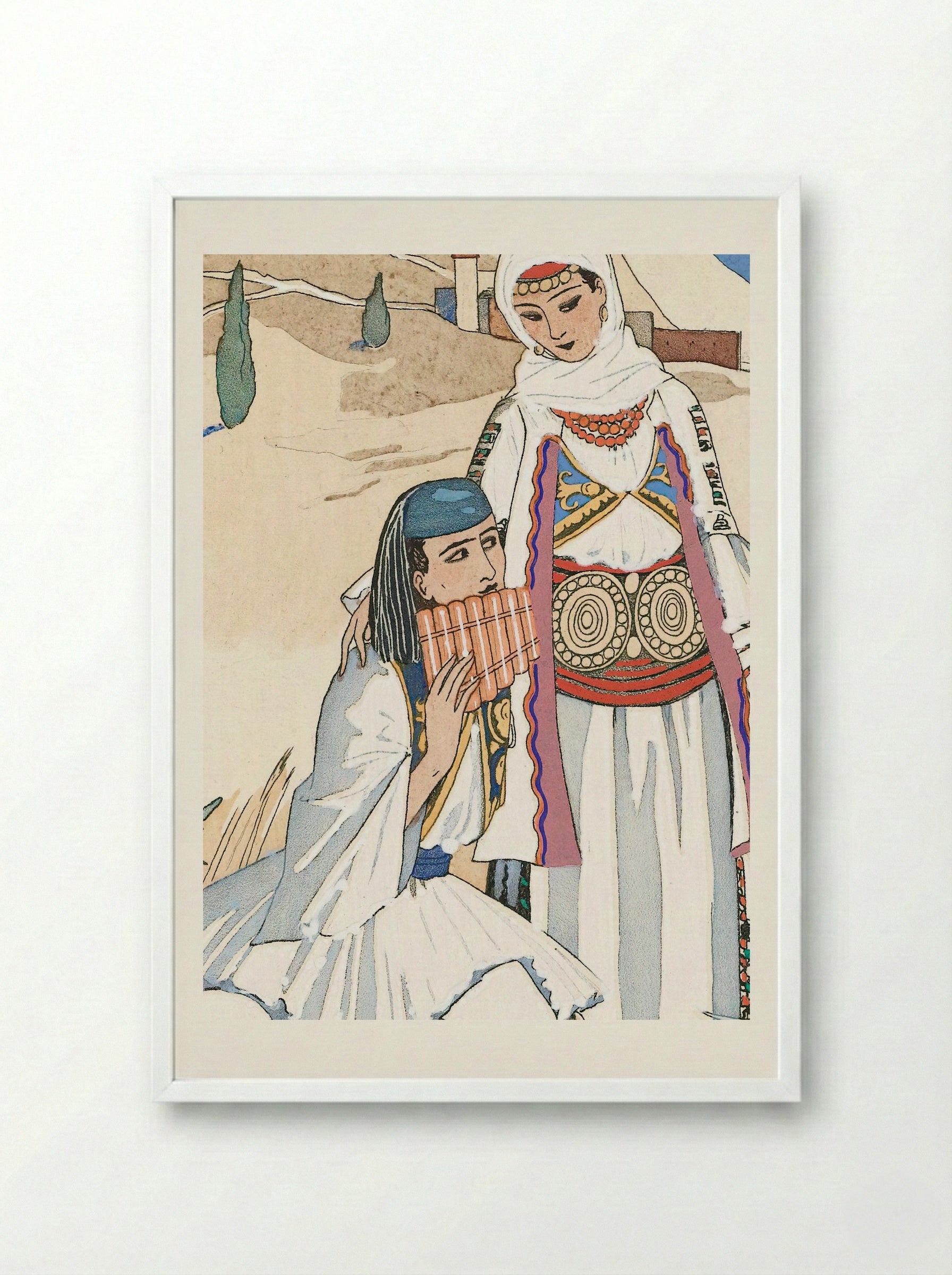 La Flûte de Pan - George Barbier - Framed Print White