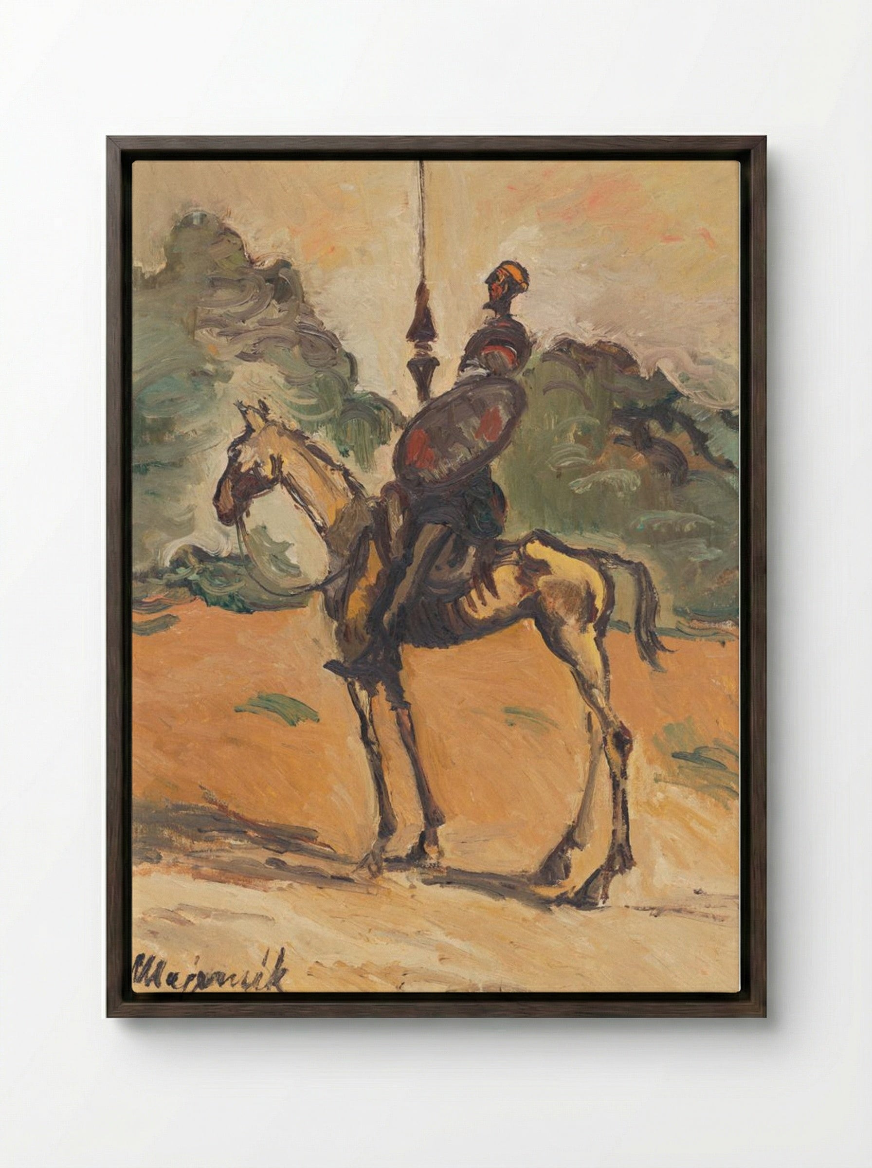 Don Quixote - Cyprián Majerník - Framed Canvas Dark Wood