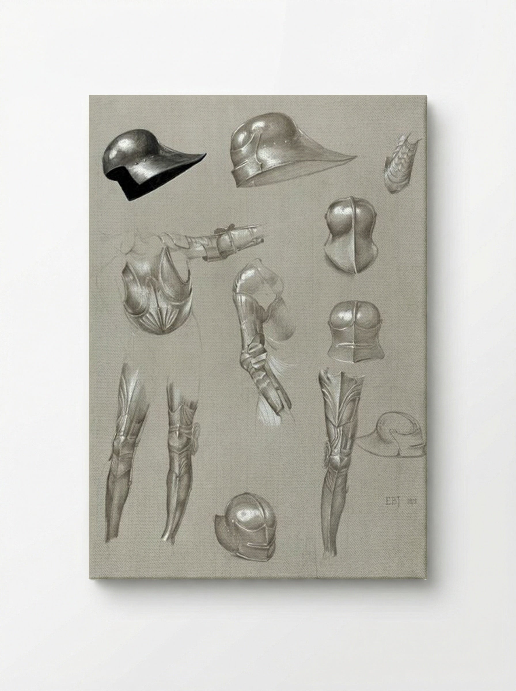 Studies of a Suit of Armour - Edward Burne-Jones - Canvas