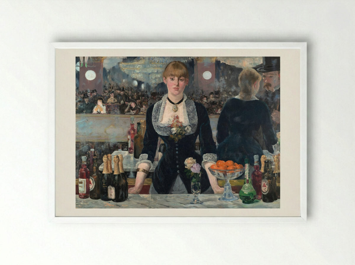 A Bar at the Folies-Bergère - Édouard Manet - Framed Print White