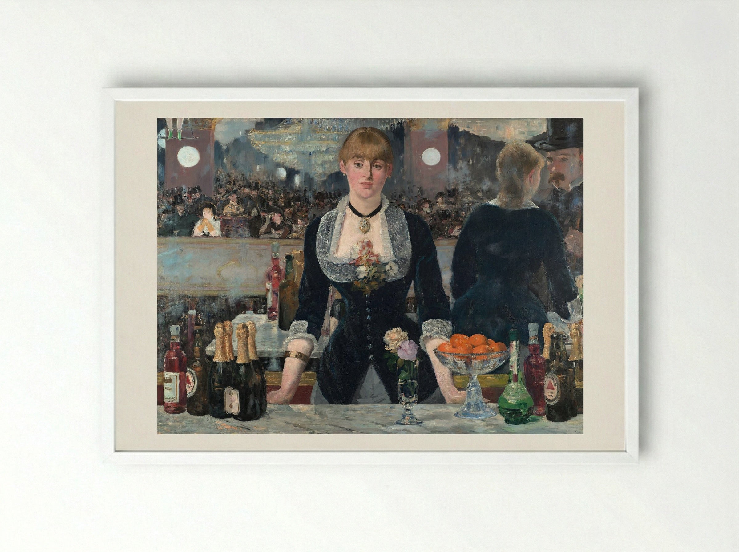 A Bar at the Folies-Bergère - Édouard Manet - Framed Print White