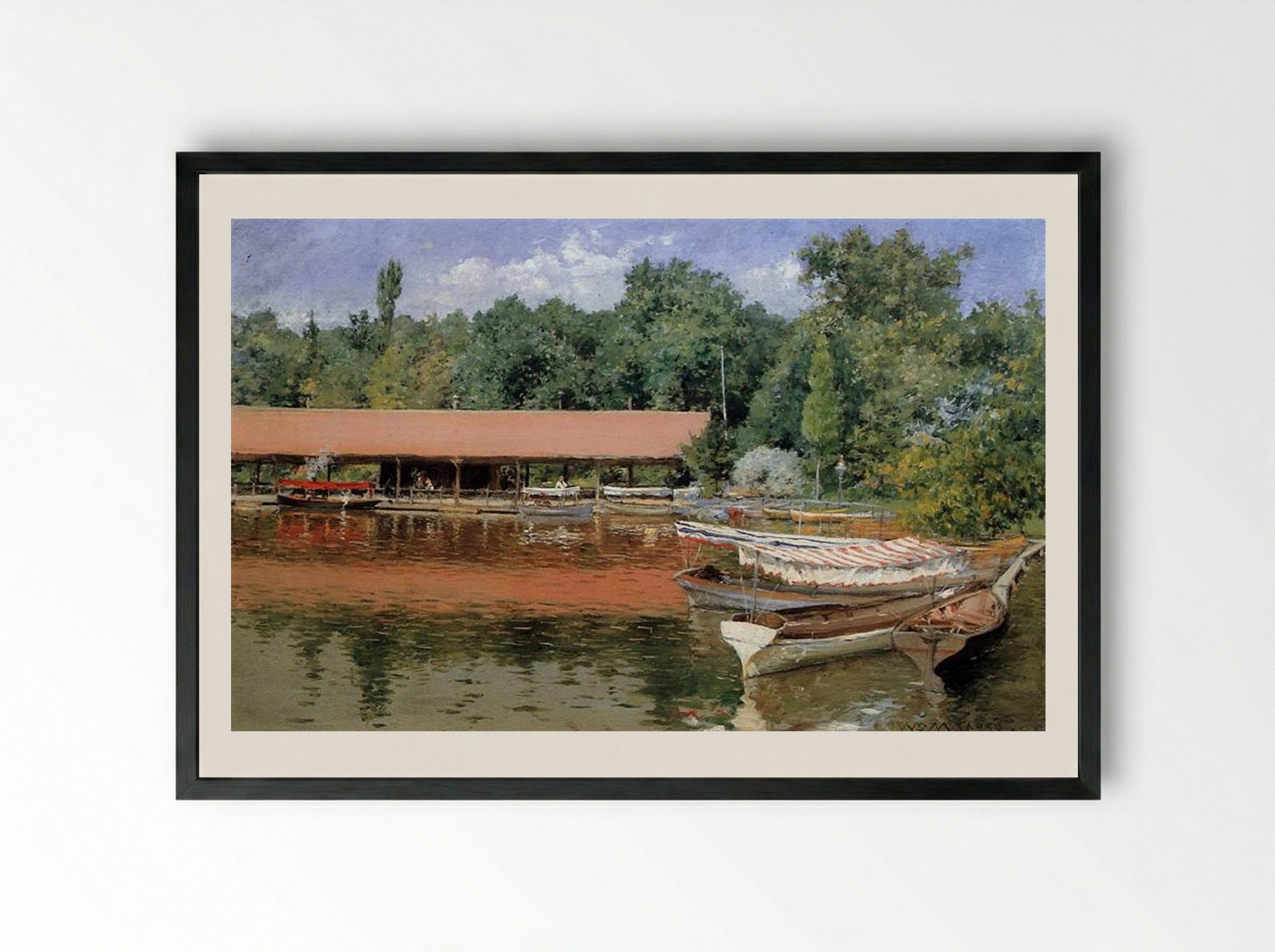 Boat House, Prospect Park - William Merritt Chase - Framed Print Black